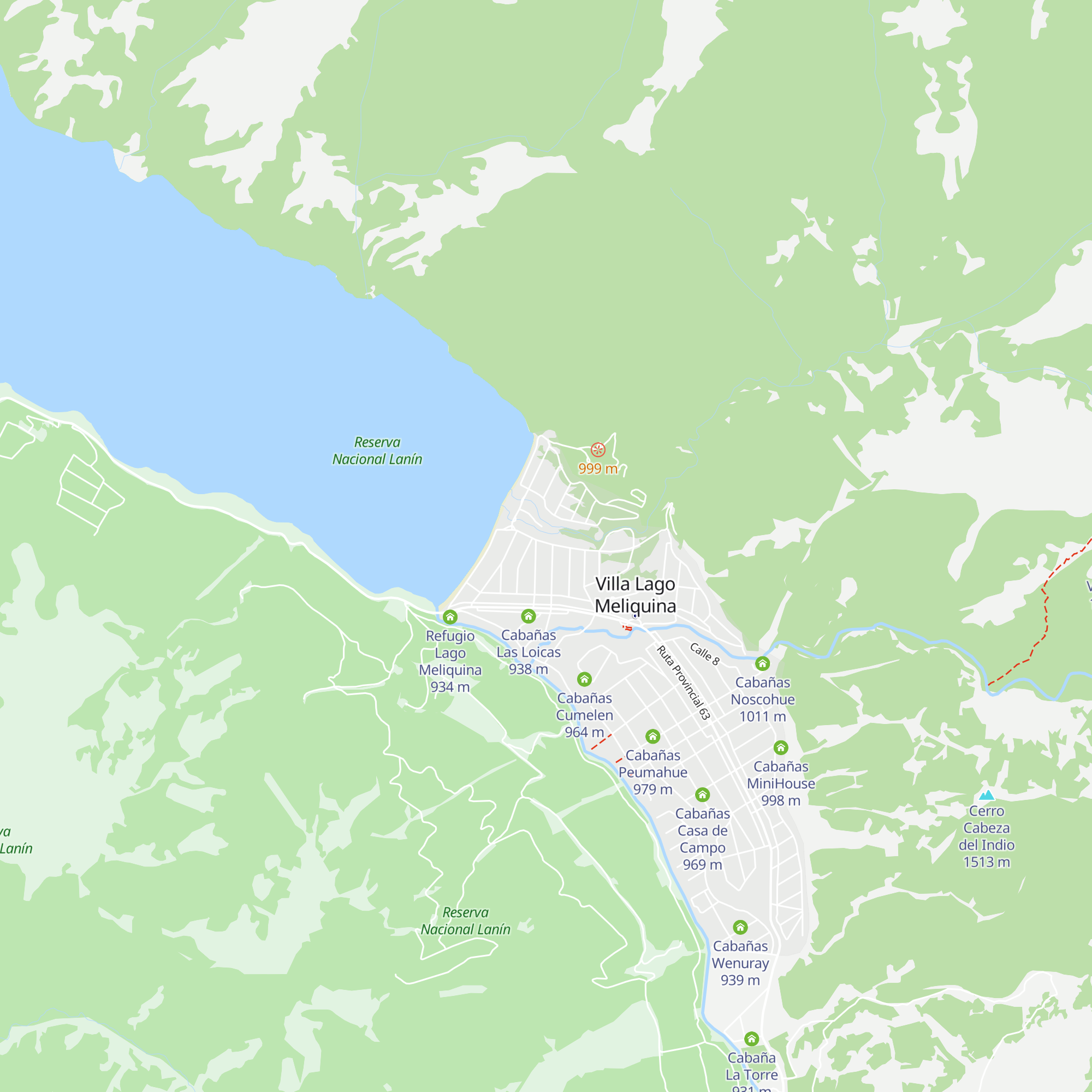 Cabañas Meliquina map