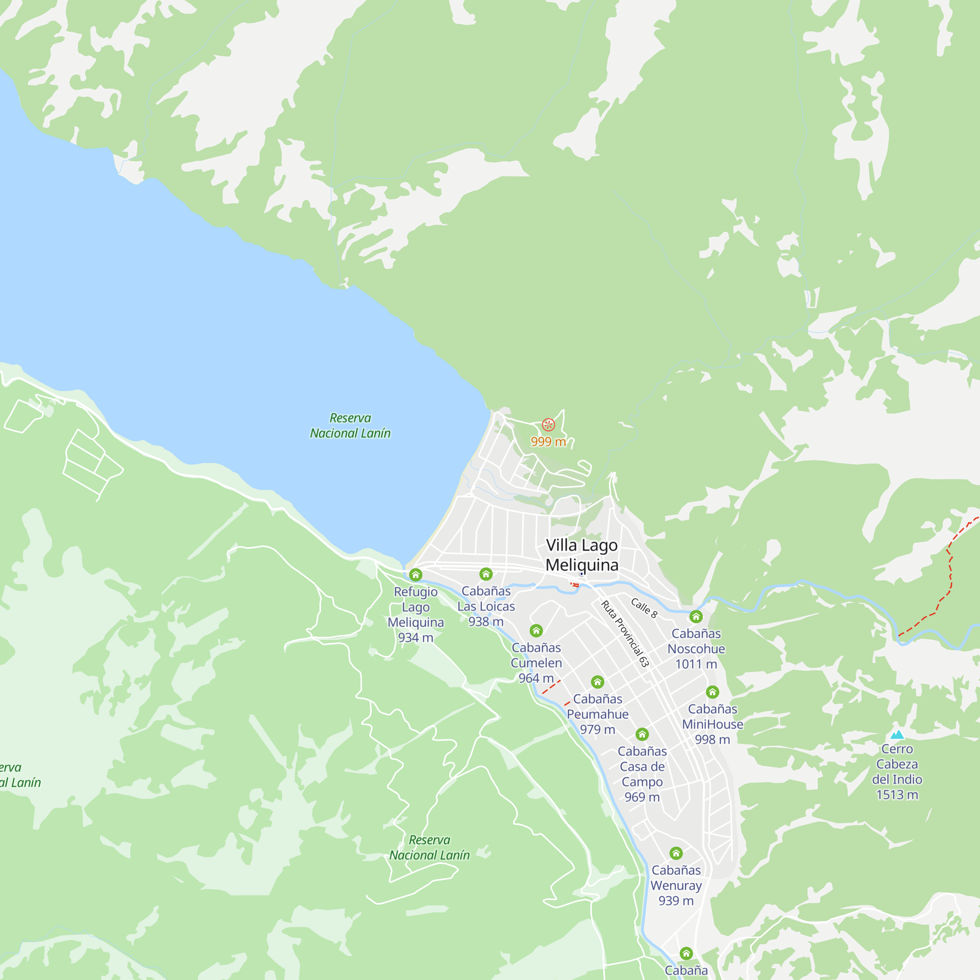 Cabañas Rincón del Lago map