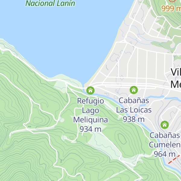 Map of Refugio Lago Meliquina