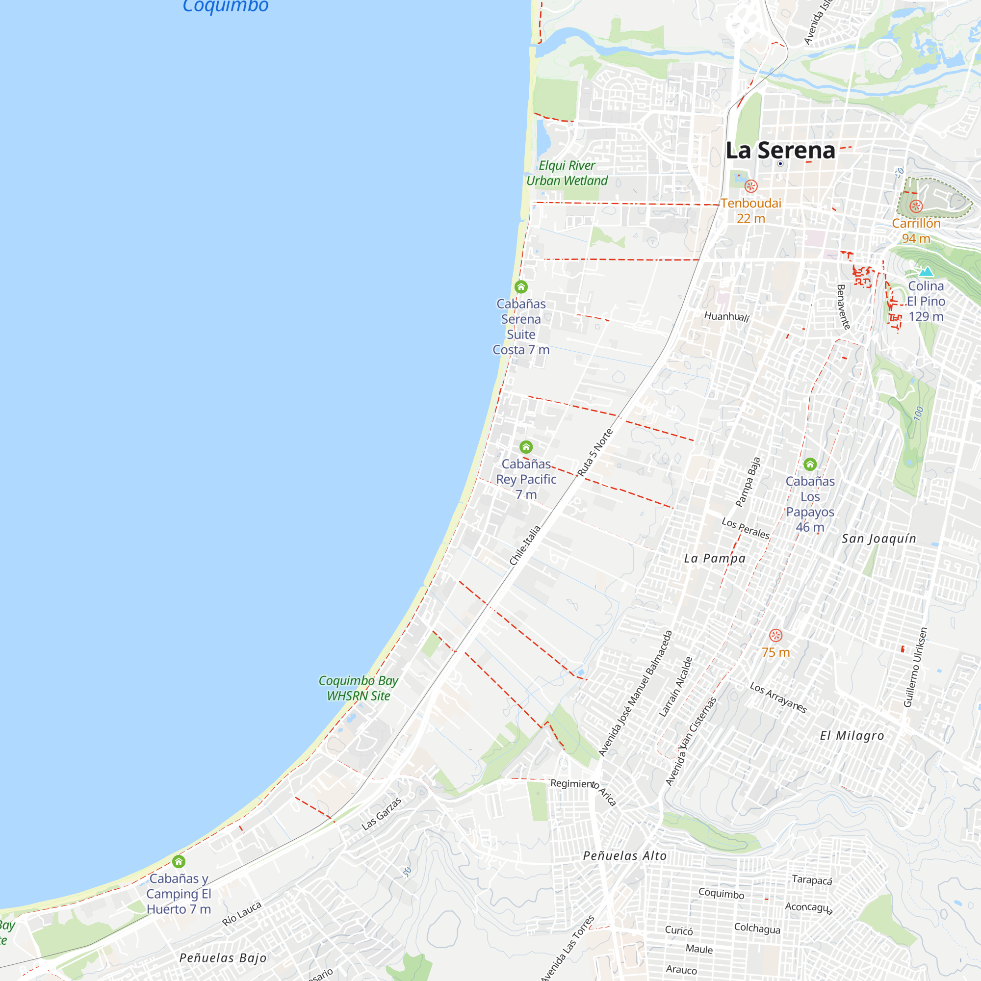 Cabañas Mar Serena map