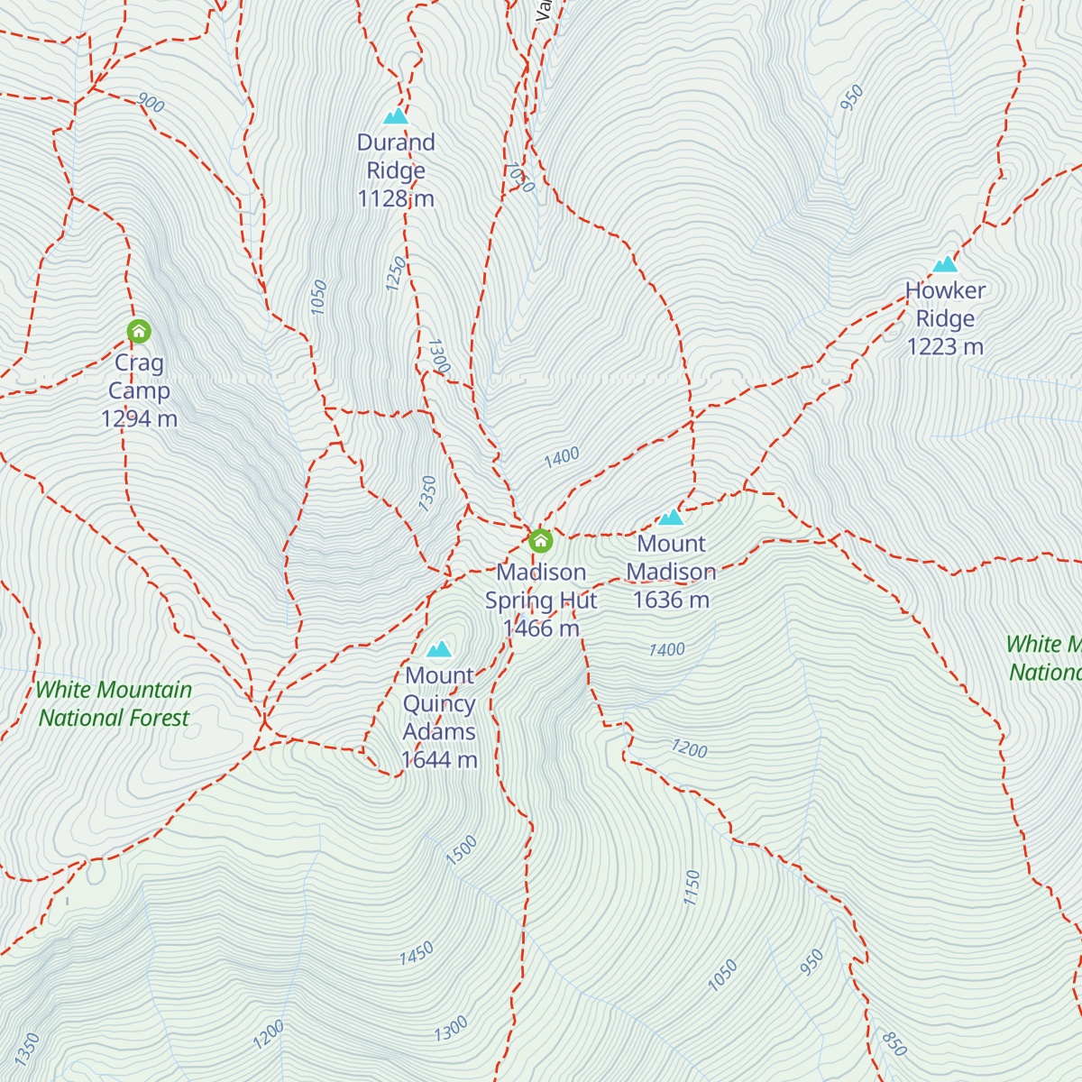 Madison Spring Hut map