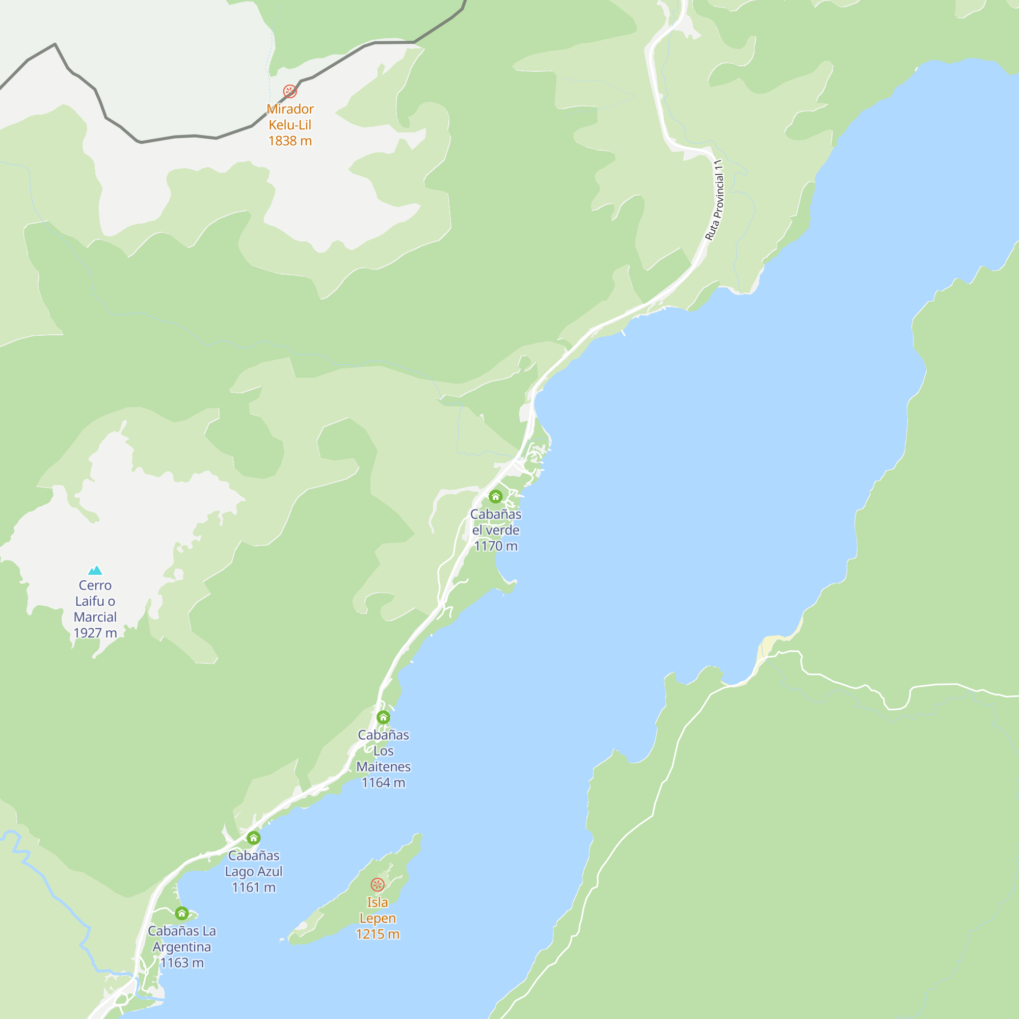 Cabañas Los Senderos map
