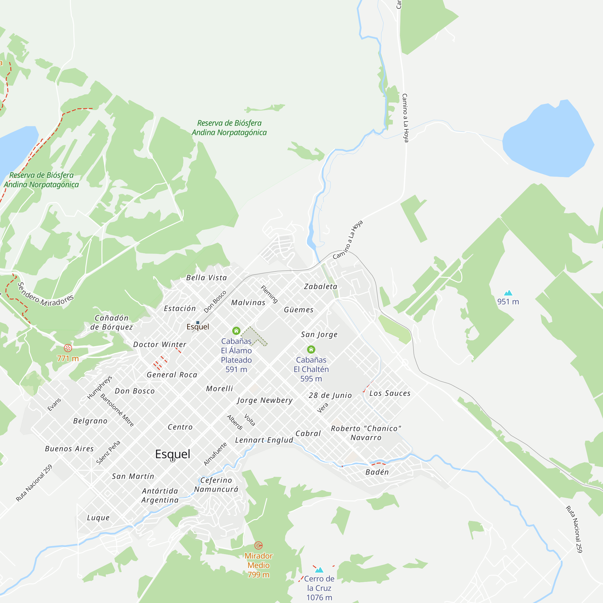 Cabañas Temistocle map