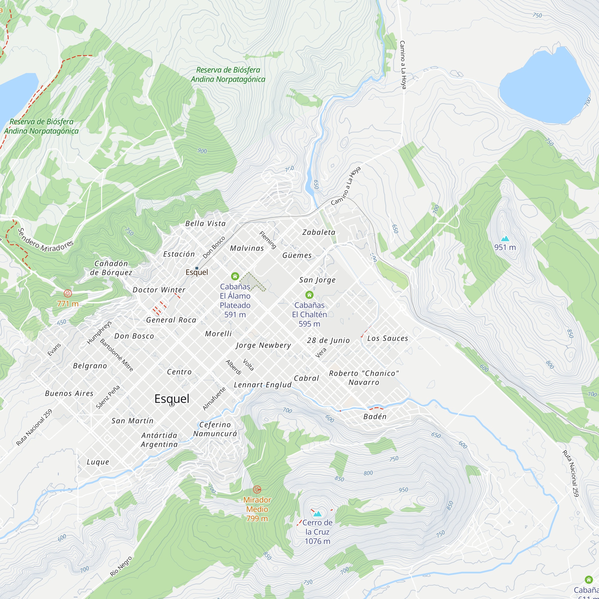 Cabañas Nunatak map