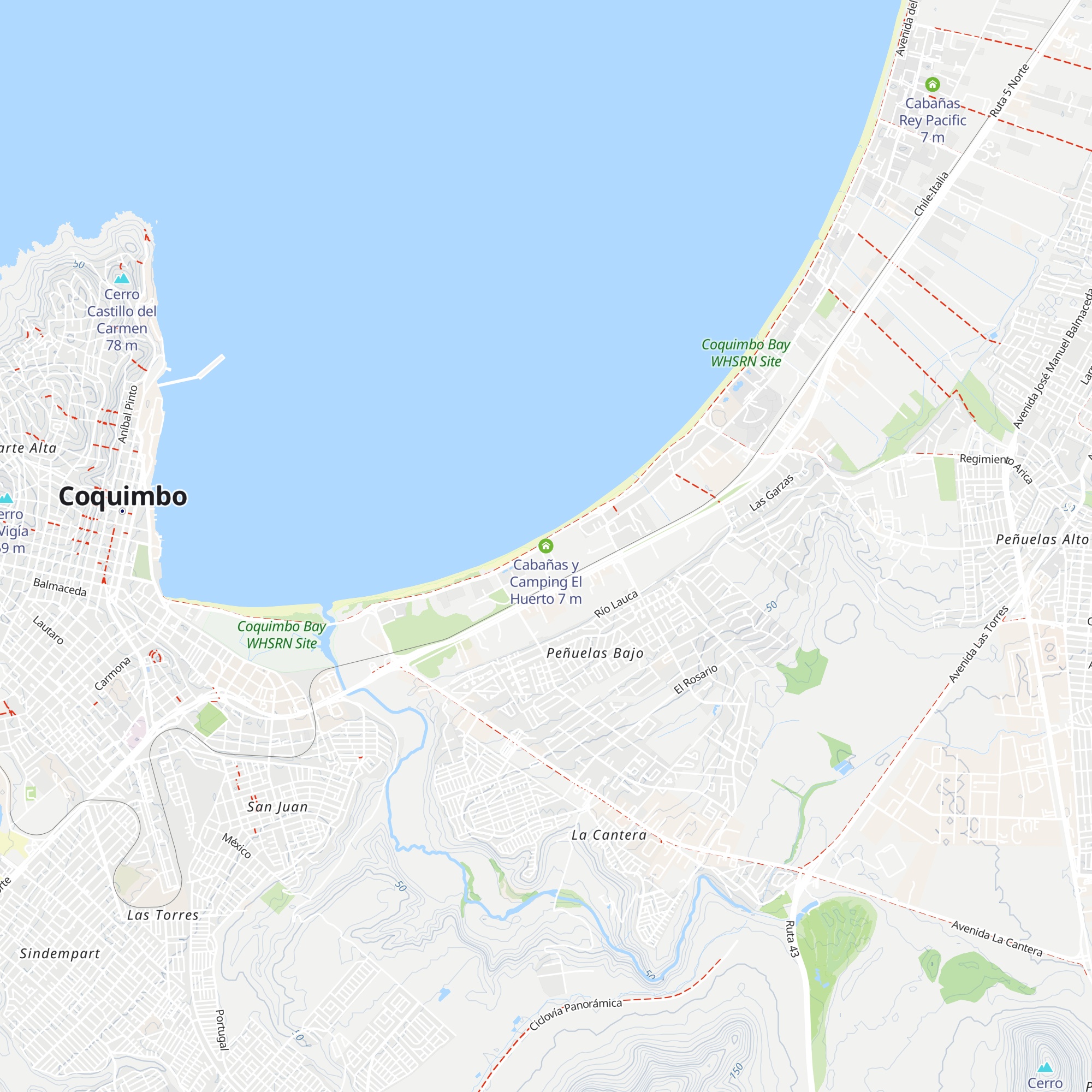 Cabañas y Camping El Huerto map