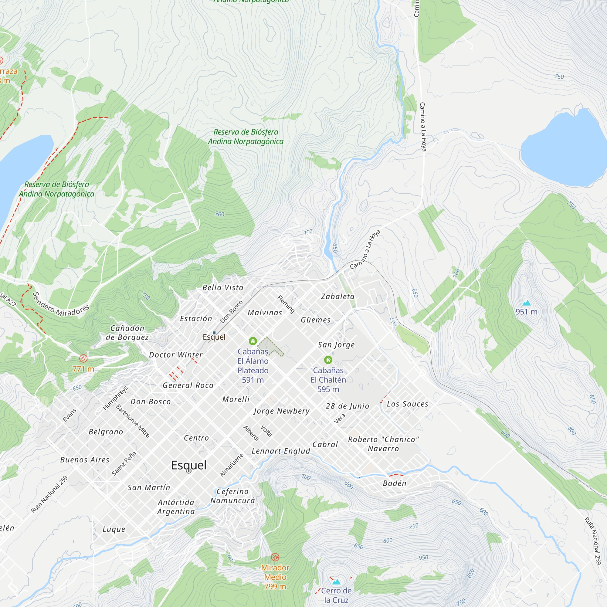 Cabañas Casa de Amigos Esquel map
