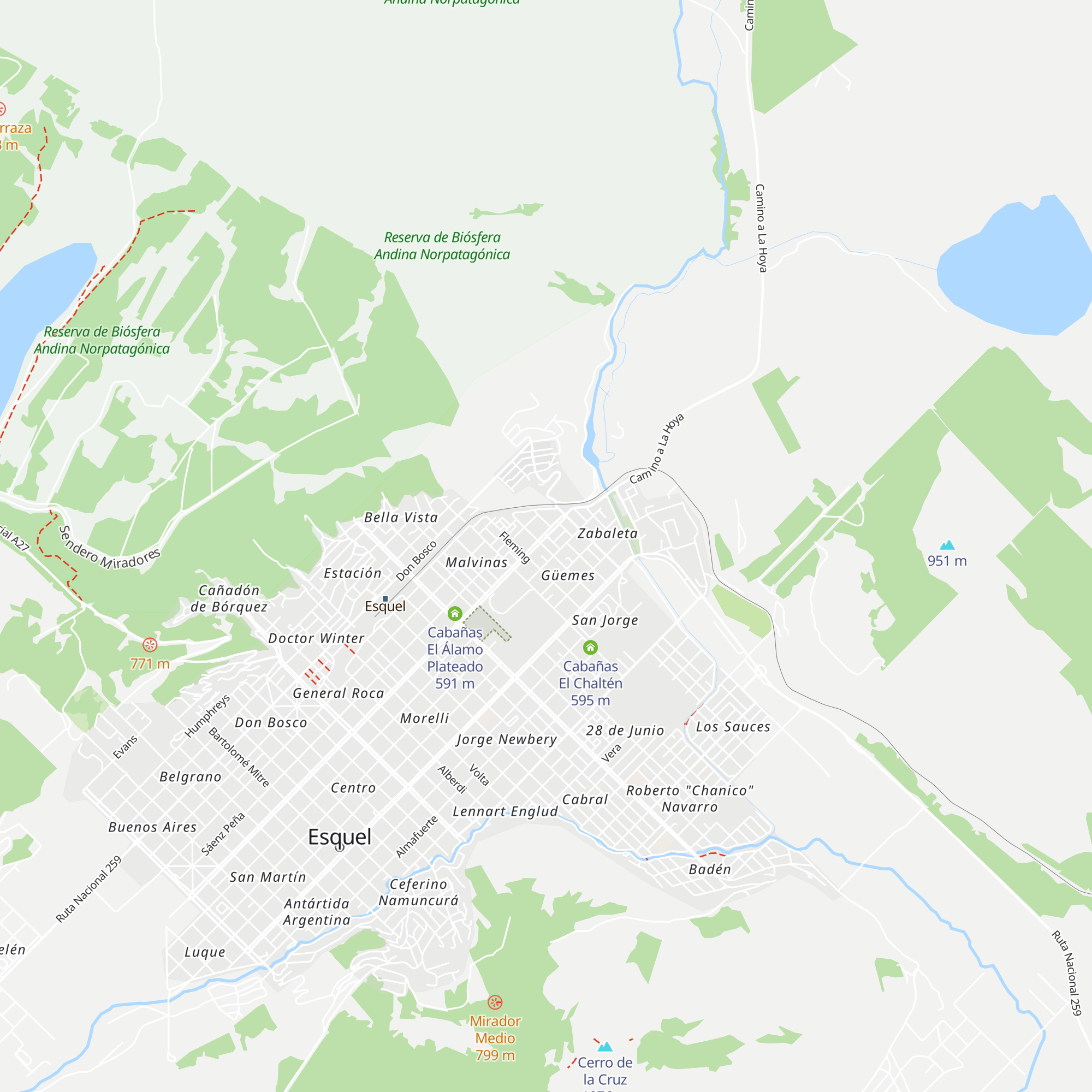 Cabañas Casa de Amigos Esquel map