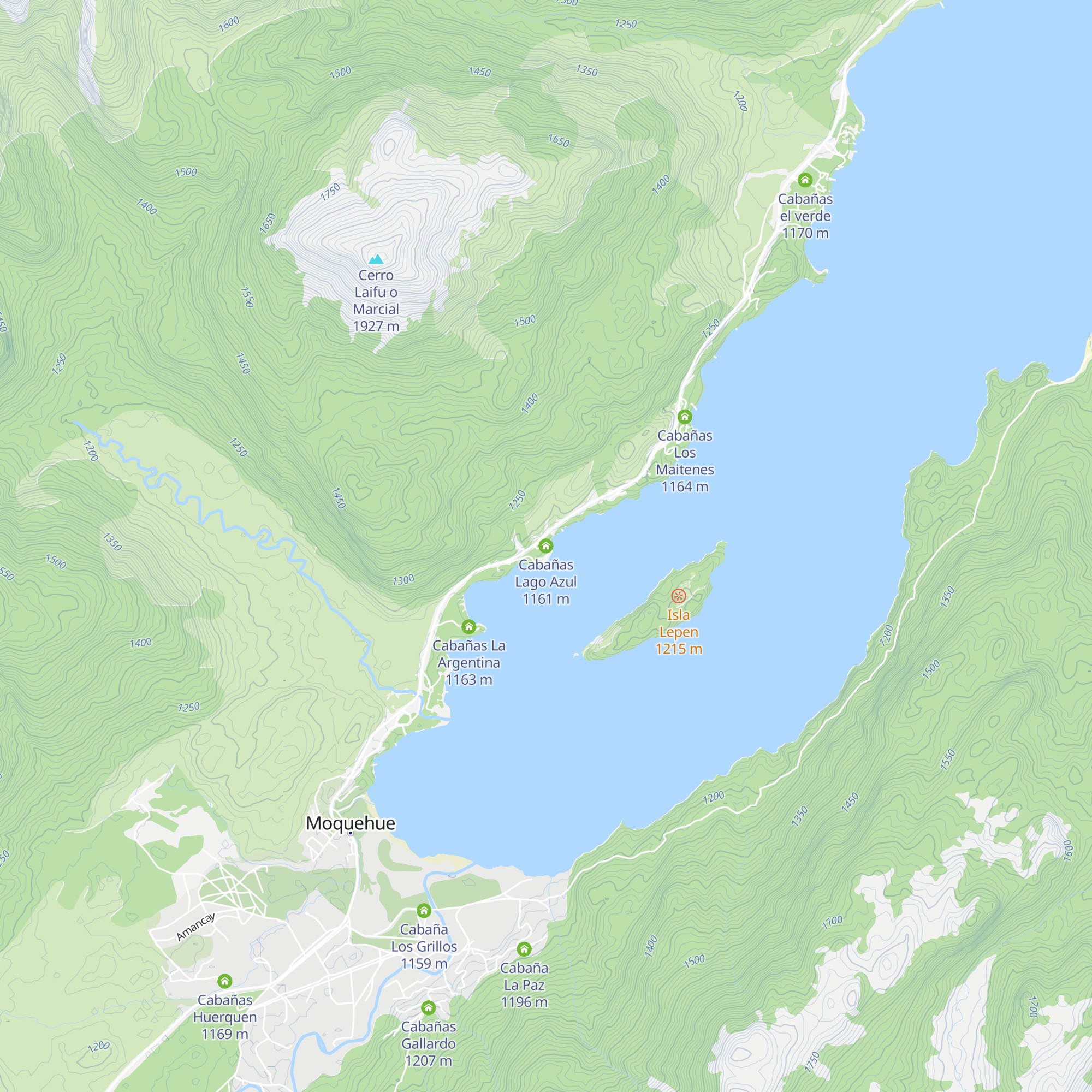 Cabañas Lago Azul map