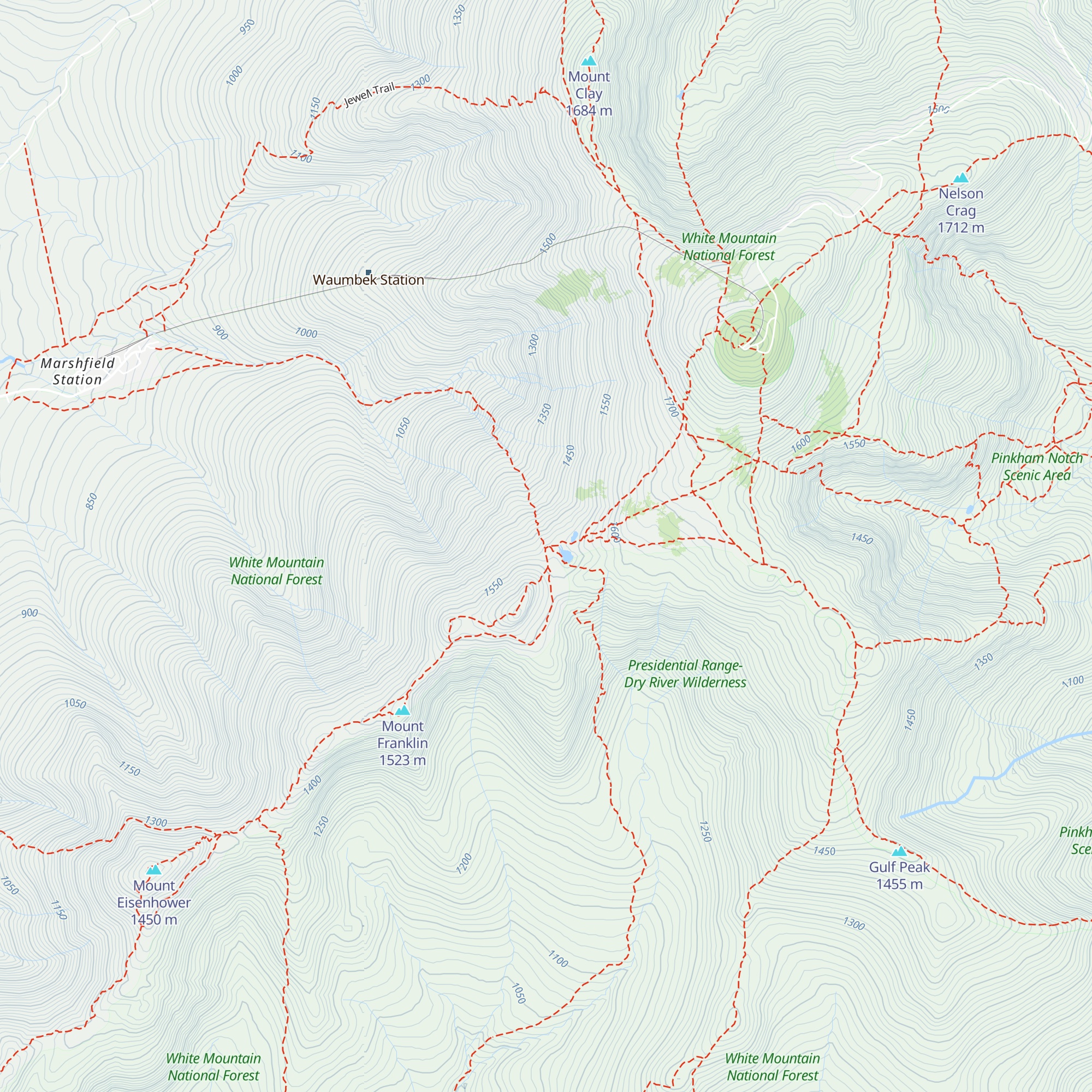 Lakes of the Clouds Hut map