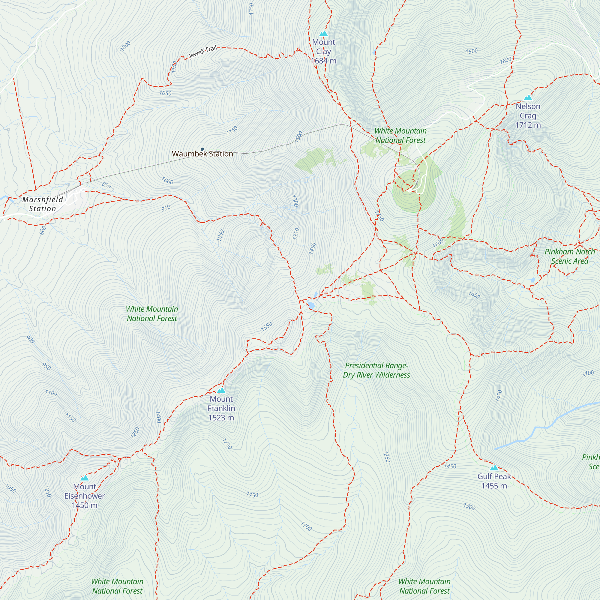 Lakes of the Clouds Hut map