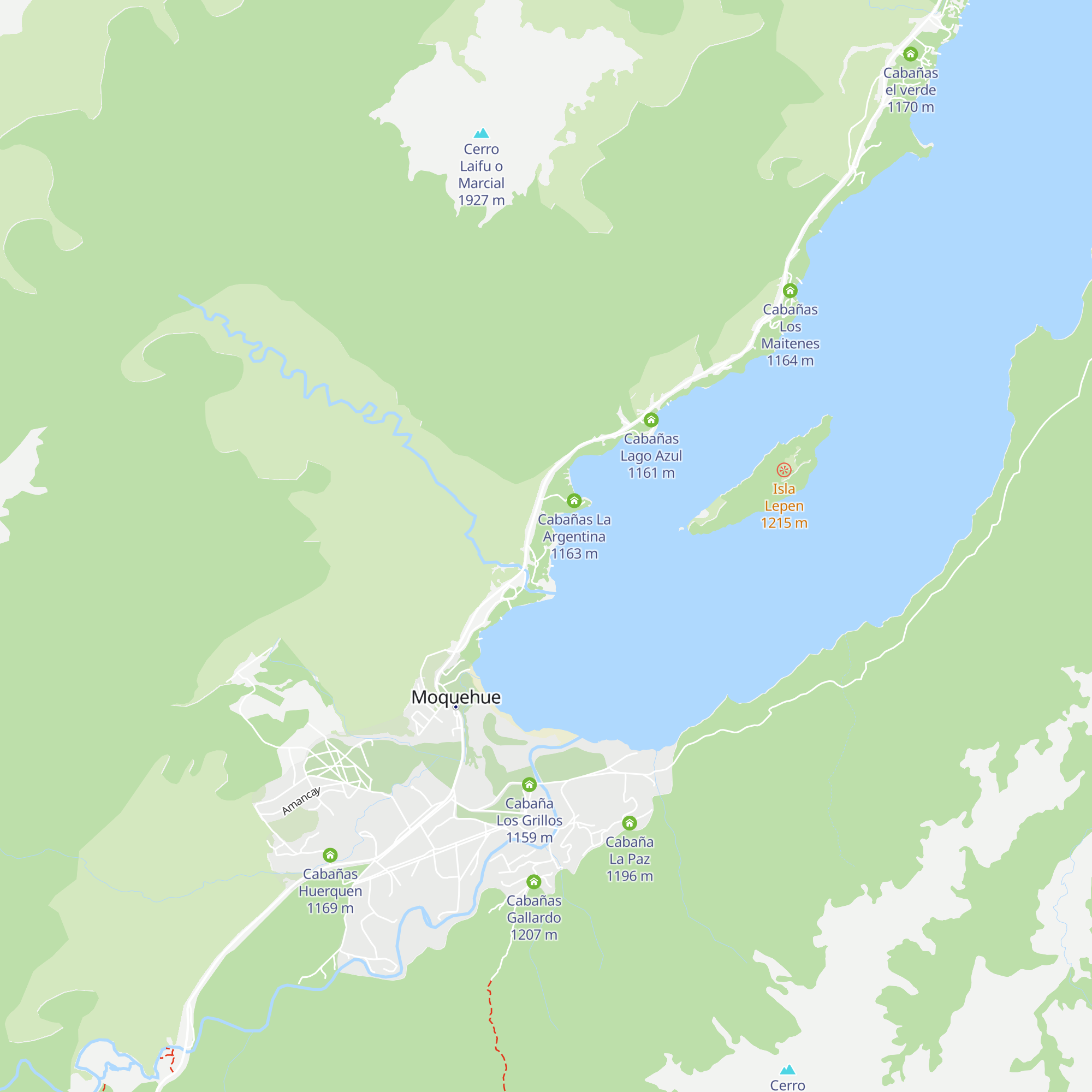 Cabañas Antu-Cullén map