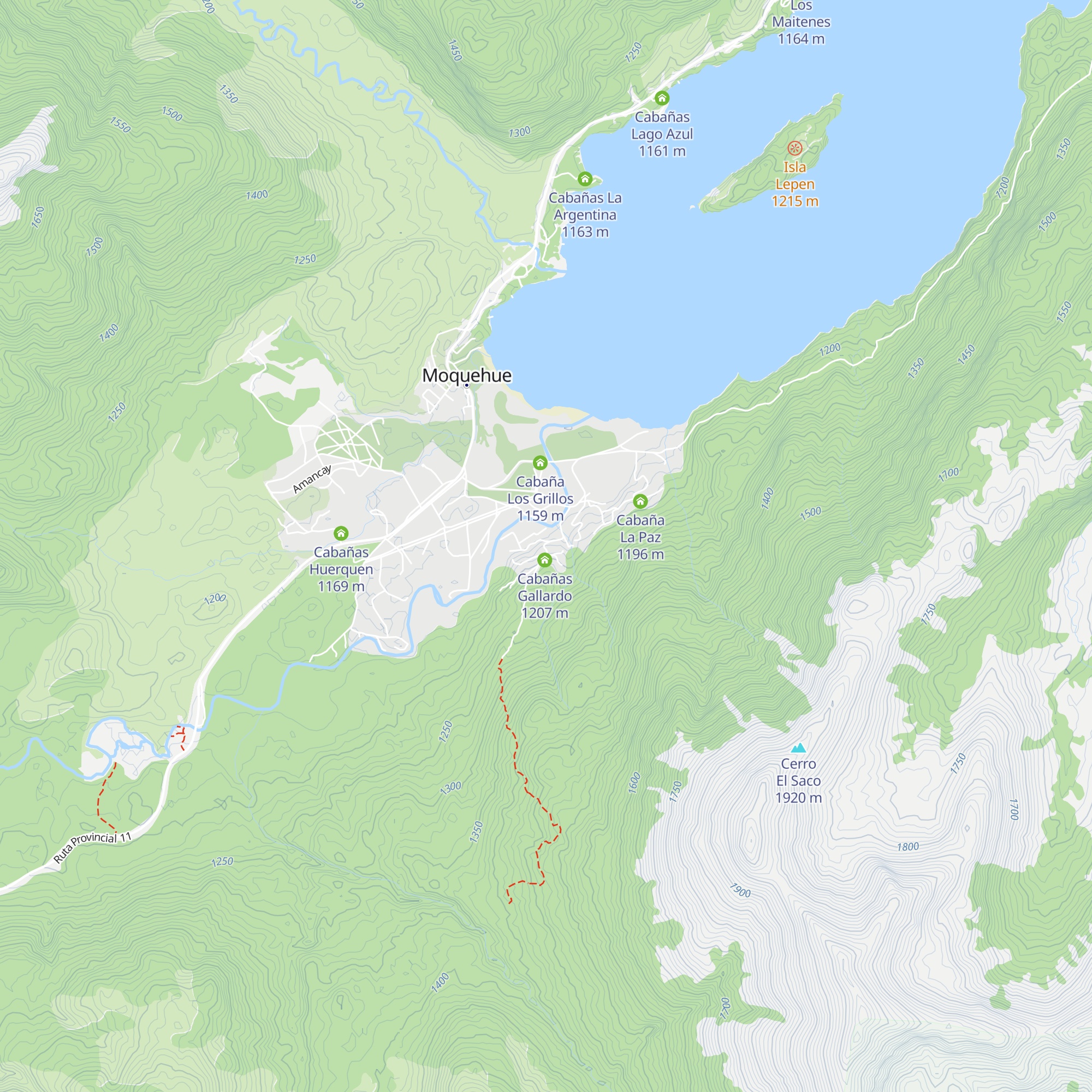 Cabañas Altos De Moquehueañas map
