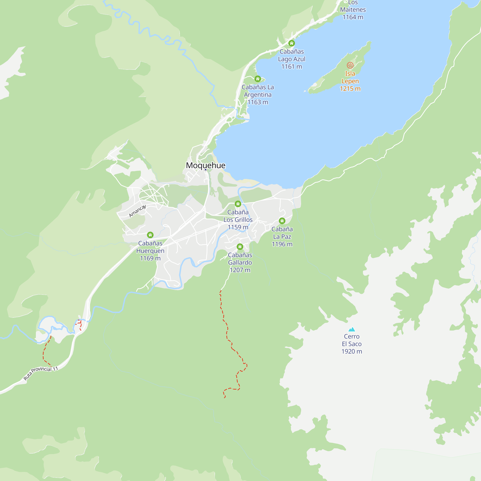 Cabañas Altos De Moquehueañas map