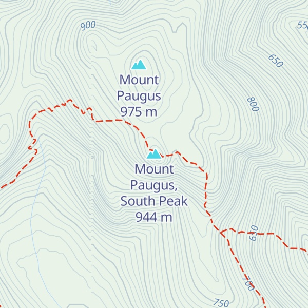 Map of Mount Paugus, South Peak