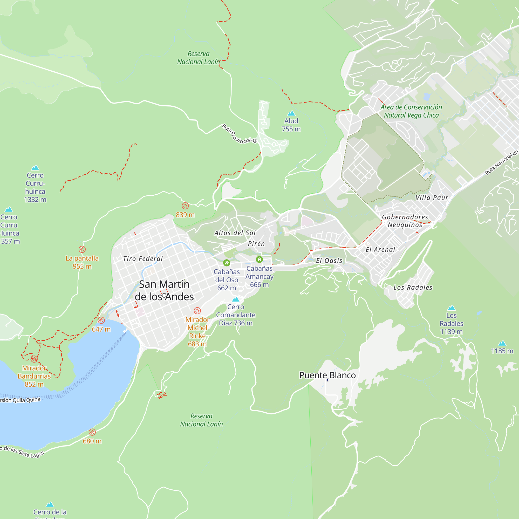 Cabañas Amancay map