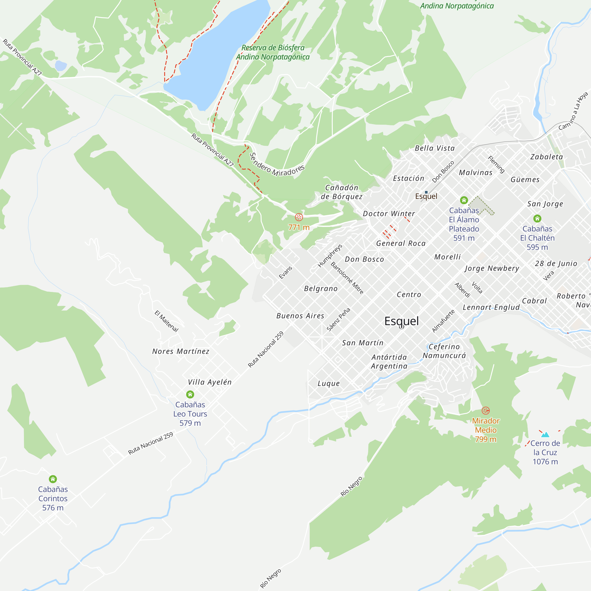 Cabañas Bosque Andino map