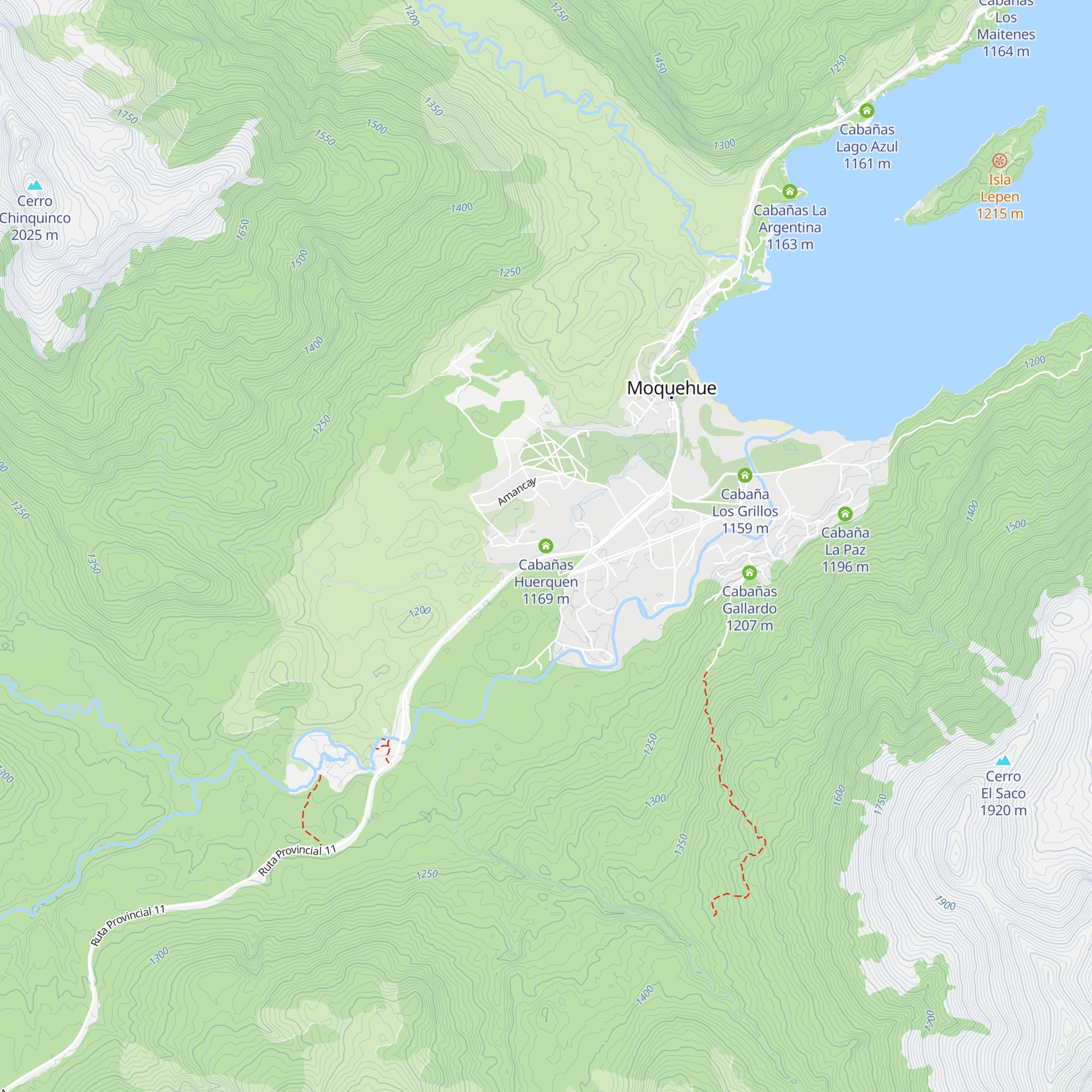 Cabañas Huerquen map