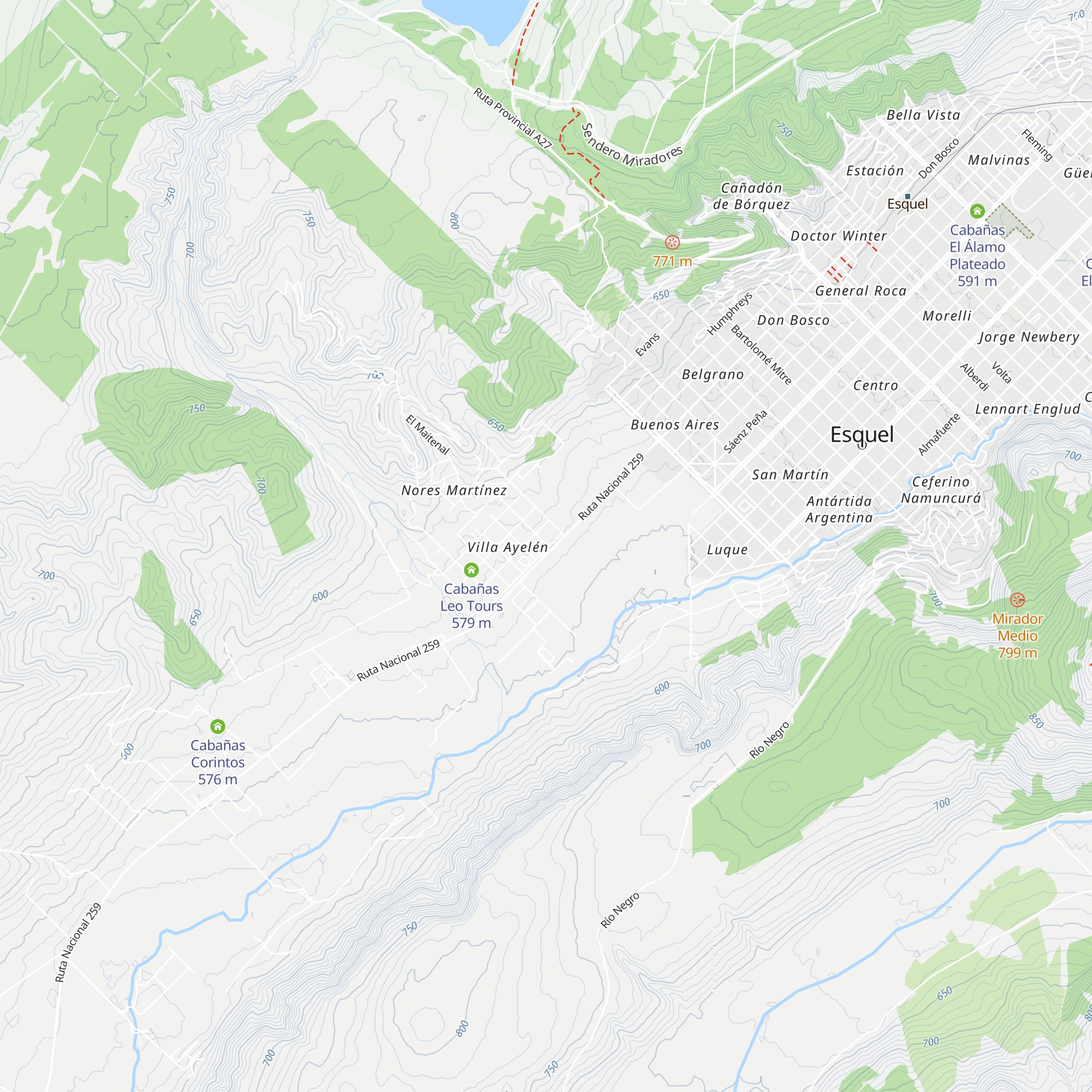 Cabañas Kau Ken map