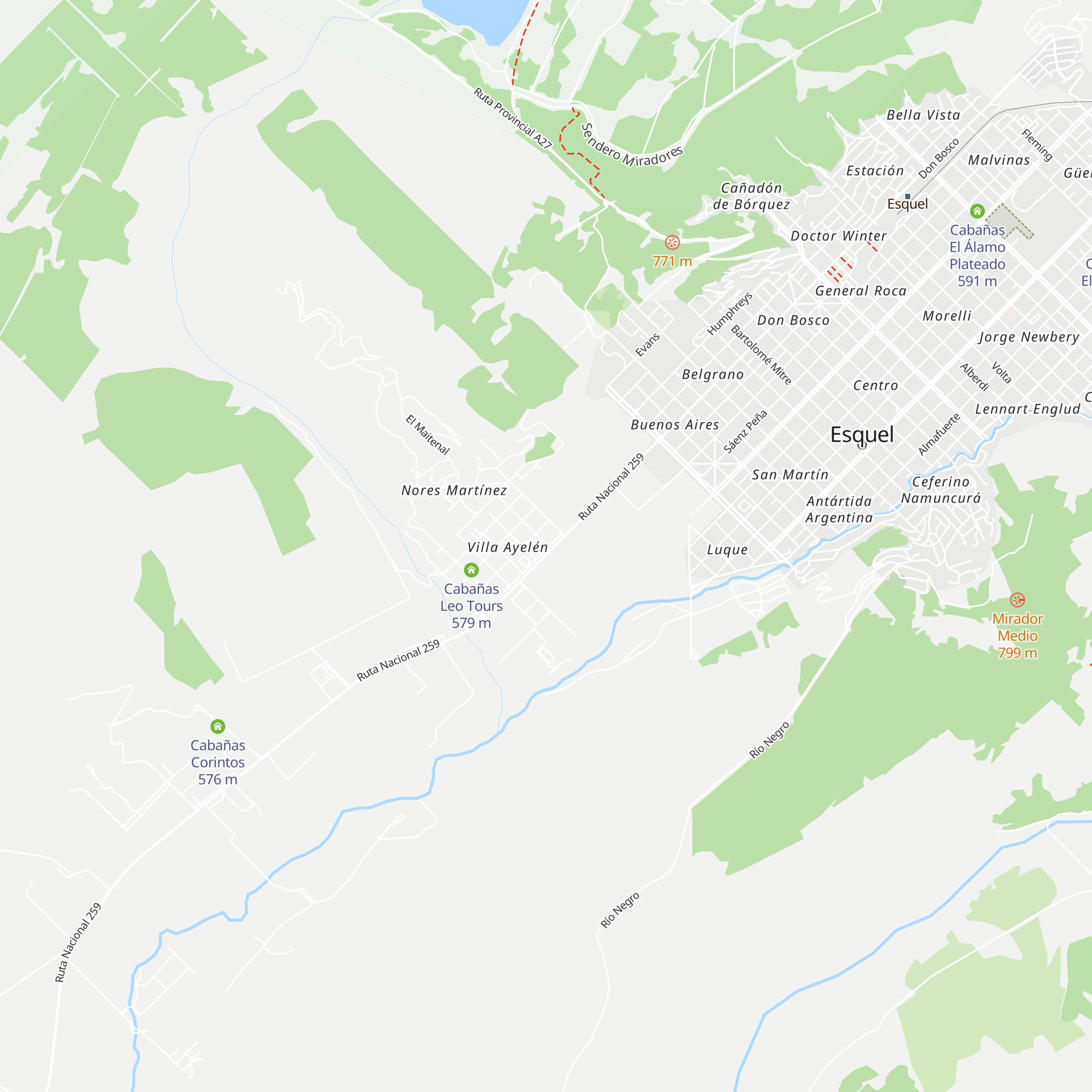 Cabañas Kau Ken map