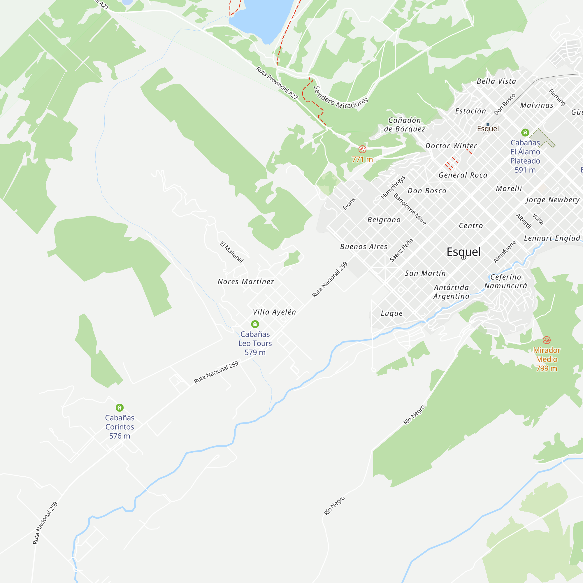 Cabañas Oti map