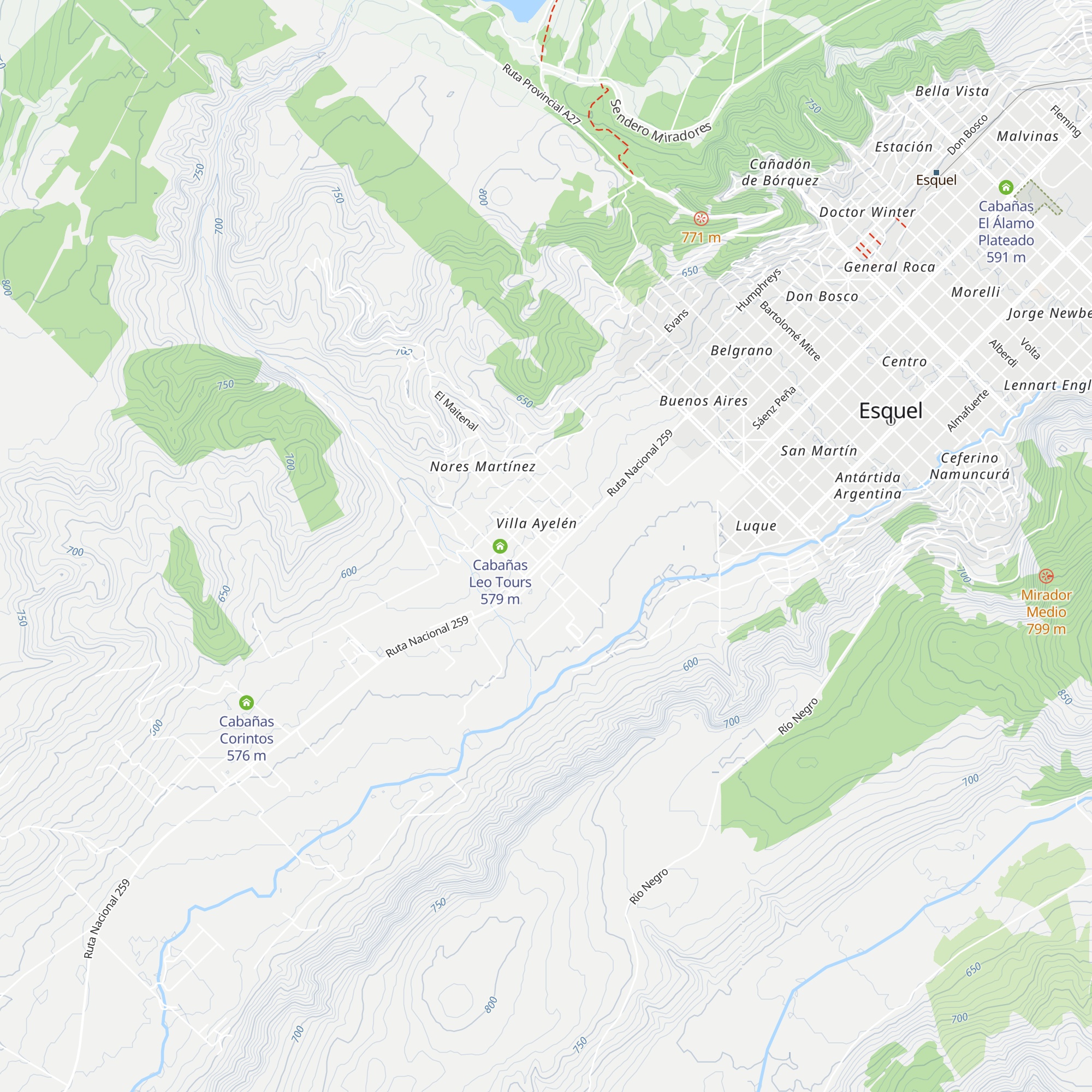 Cabañas Ayelén Andina map