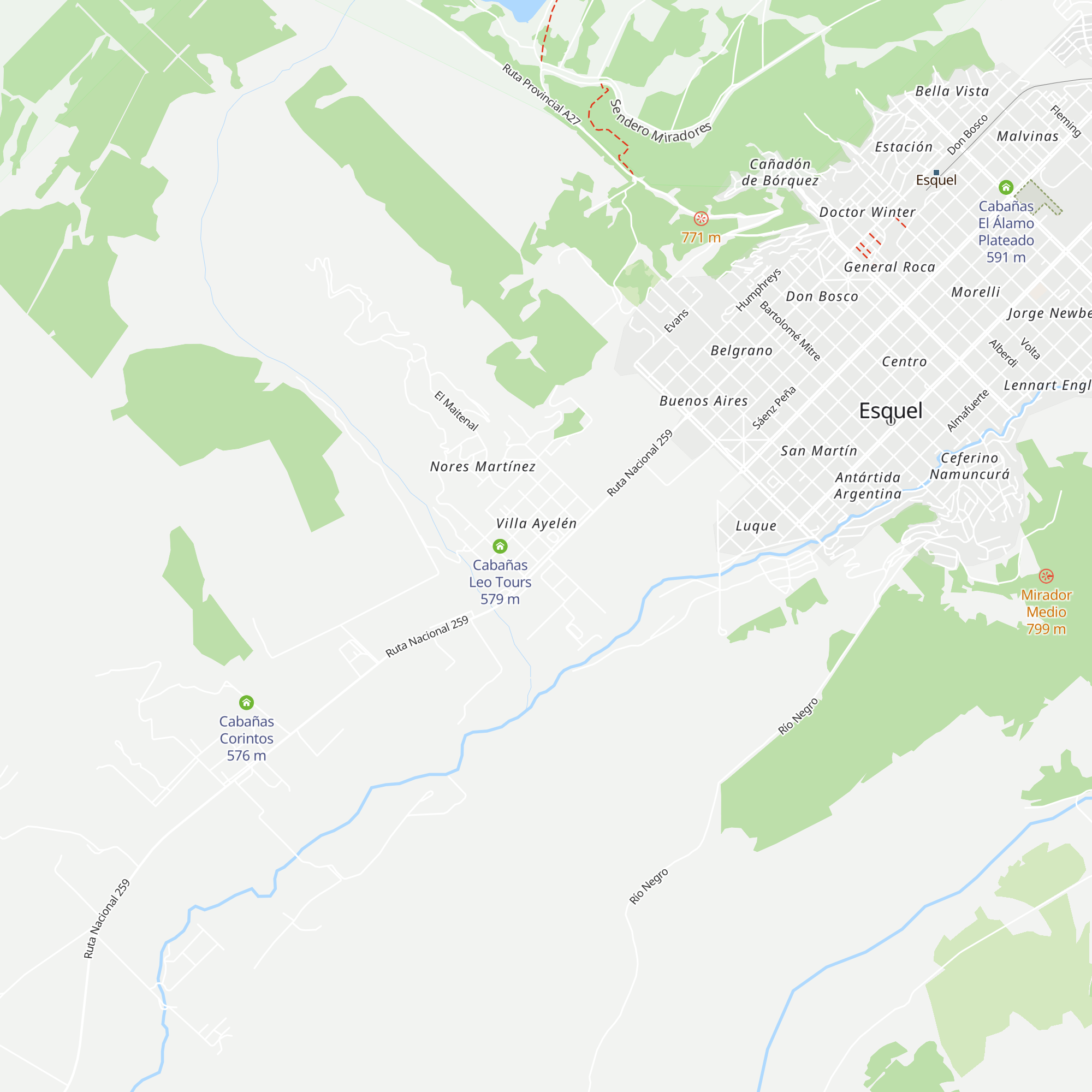 Cabañas Ayelén Andina map