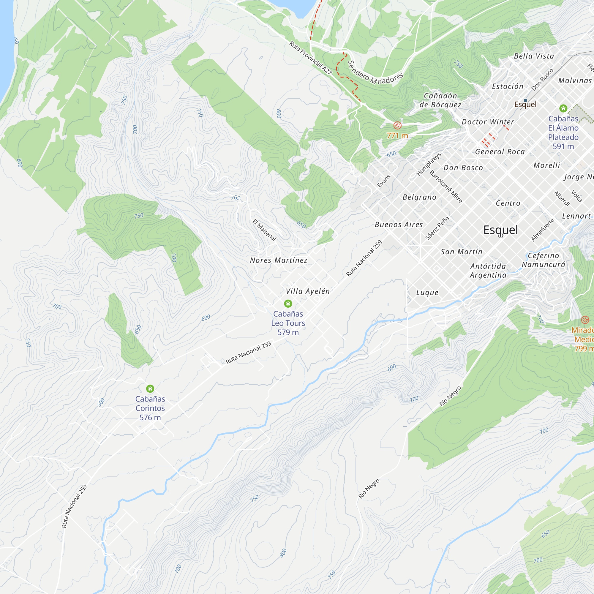 Cabañas Aitué map