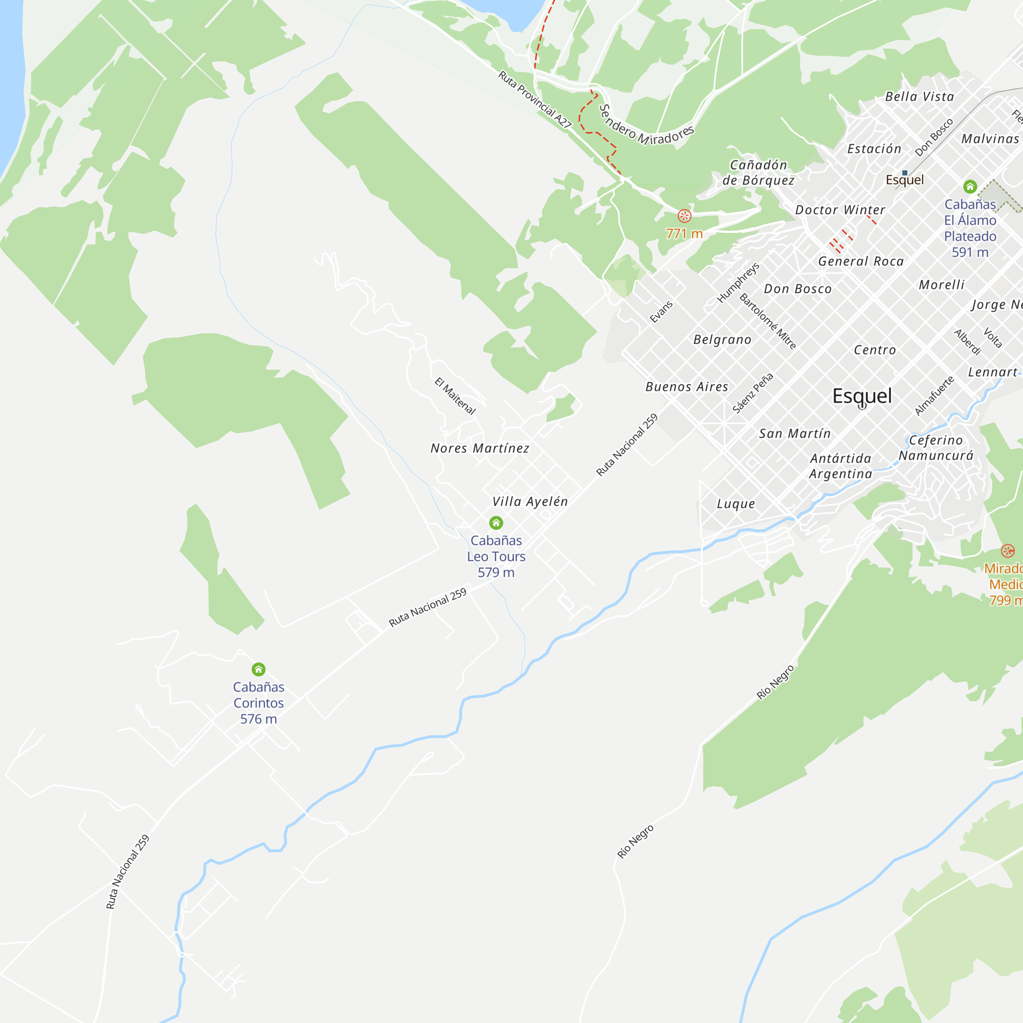 Cabañas Aitué map