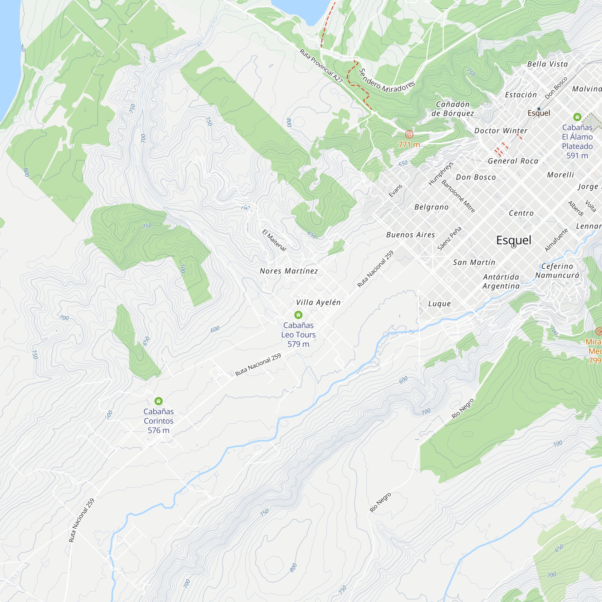 Cabañas Mapuche map