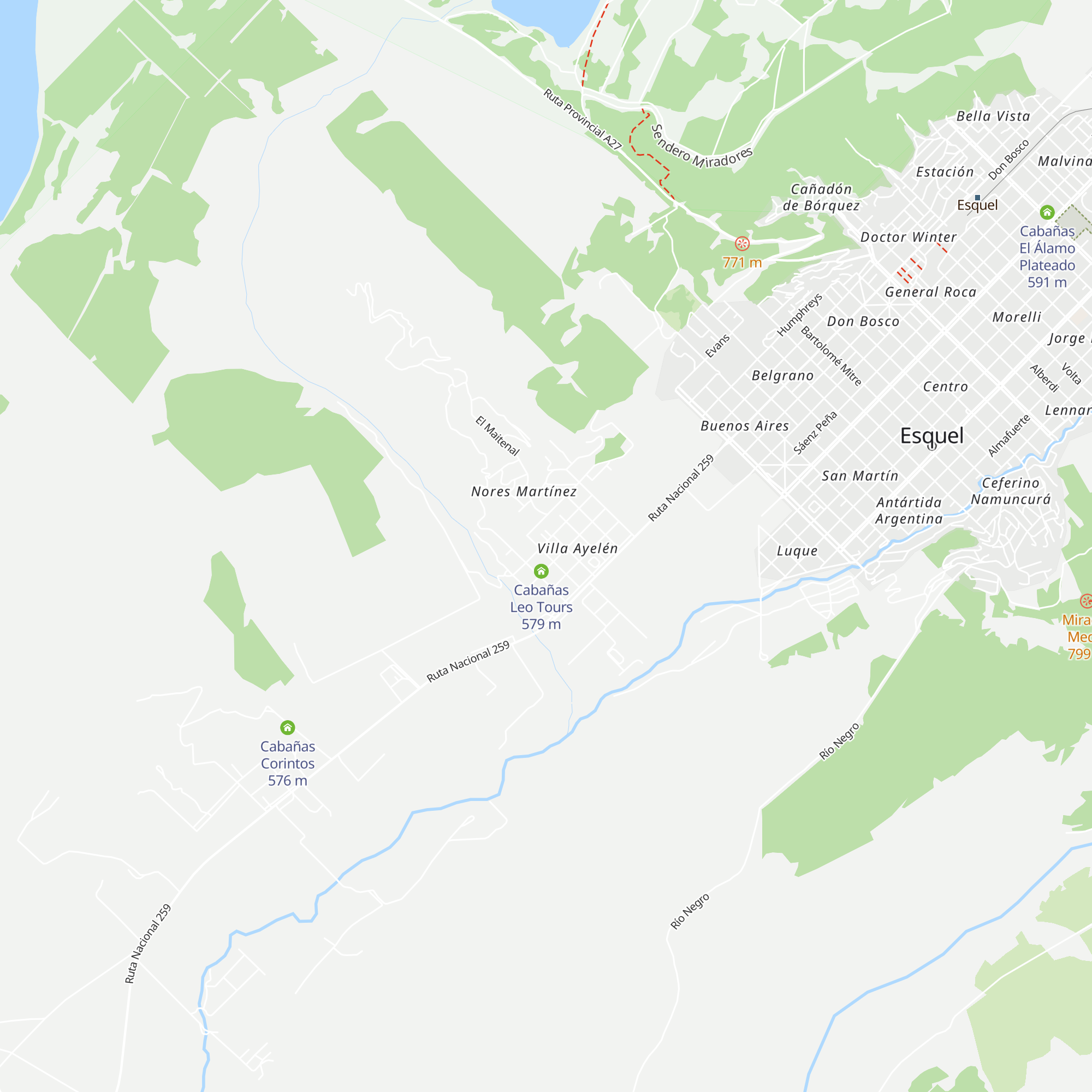 Cabañas Mapuche map