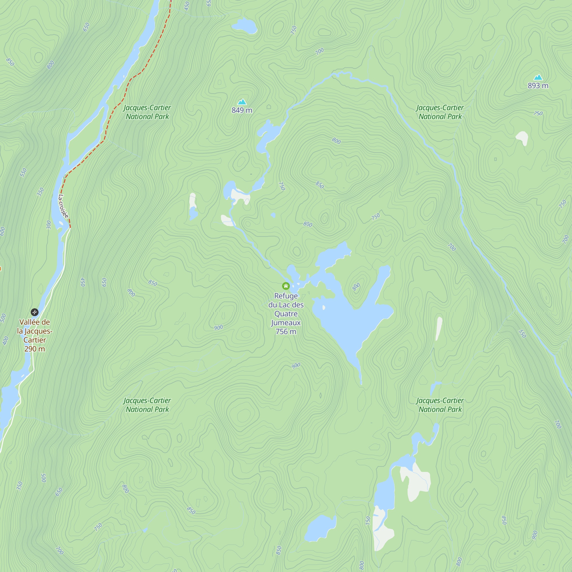Refuge du Lac des Quatre Jumeaux map