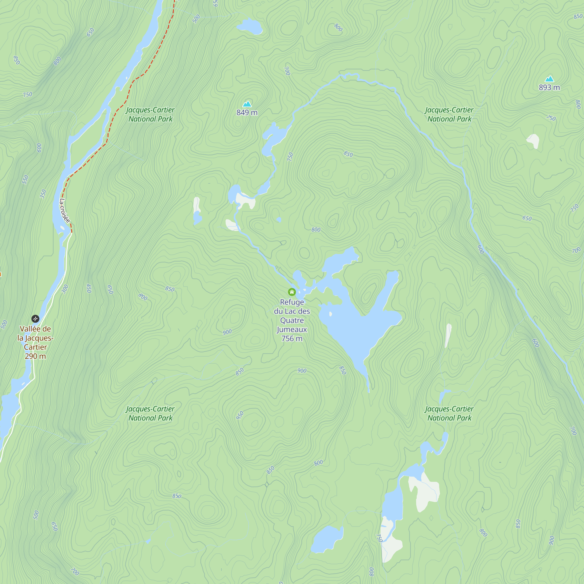 Refuge du Lac des Quatre Jumeaux map
