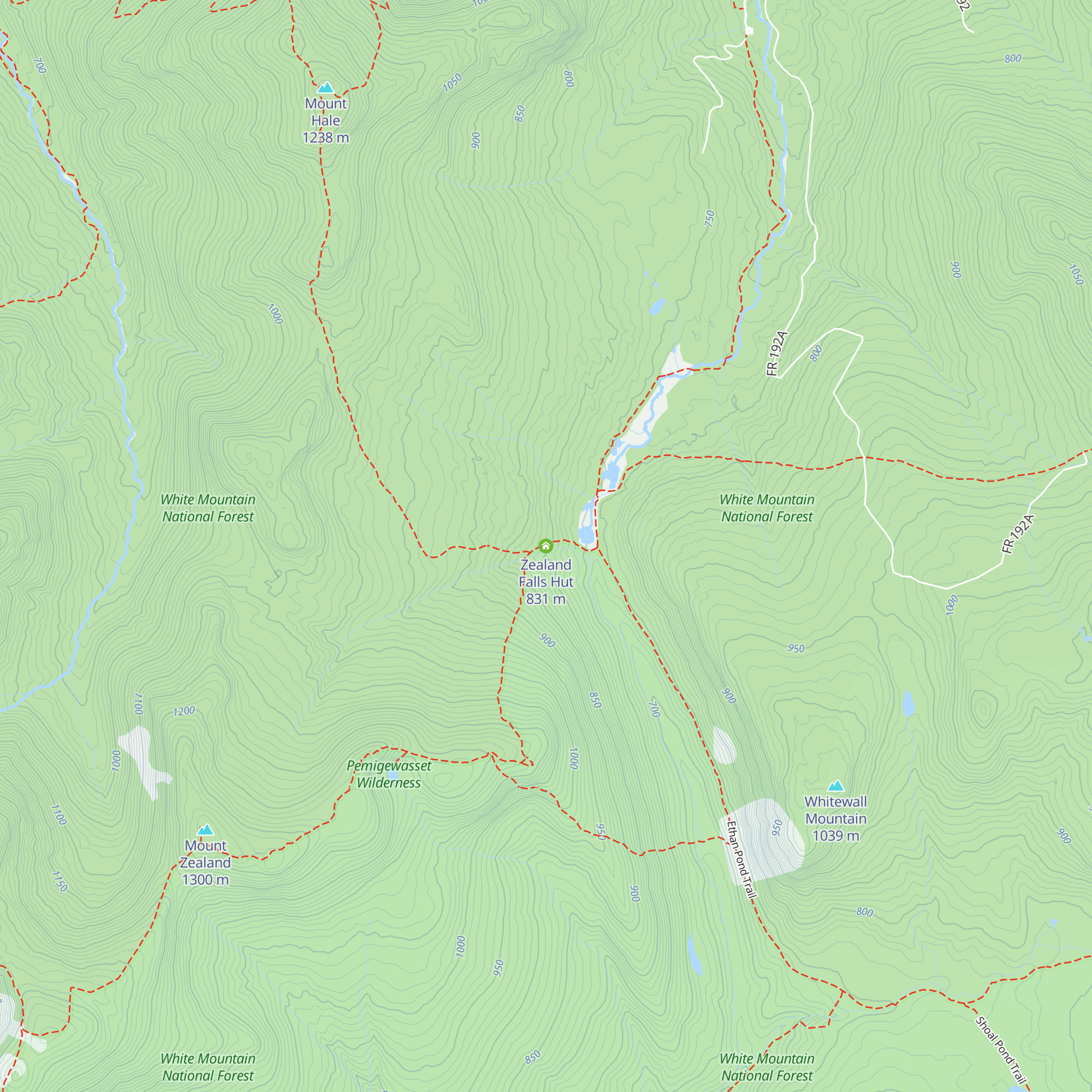 Zealand Falls Hut map