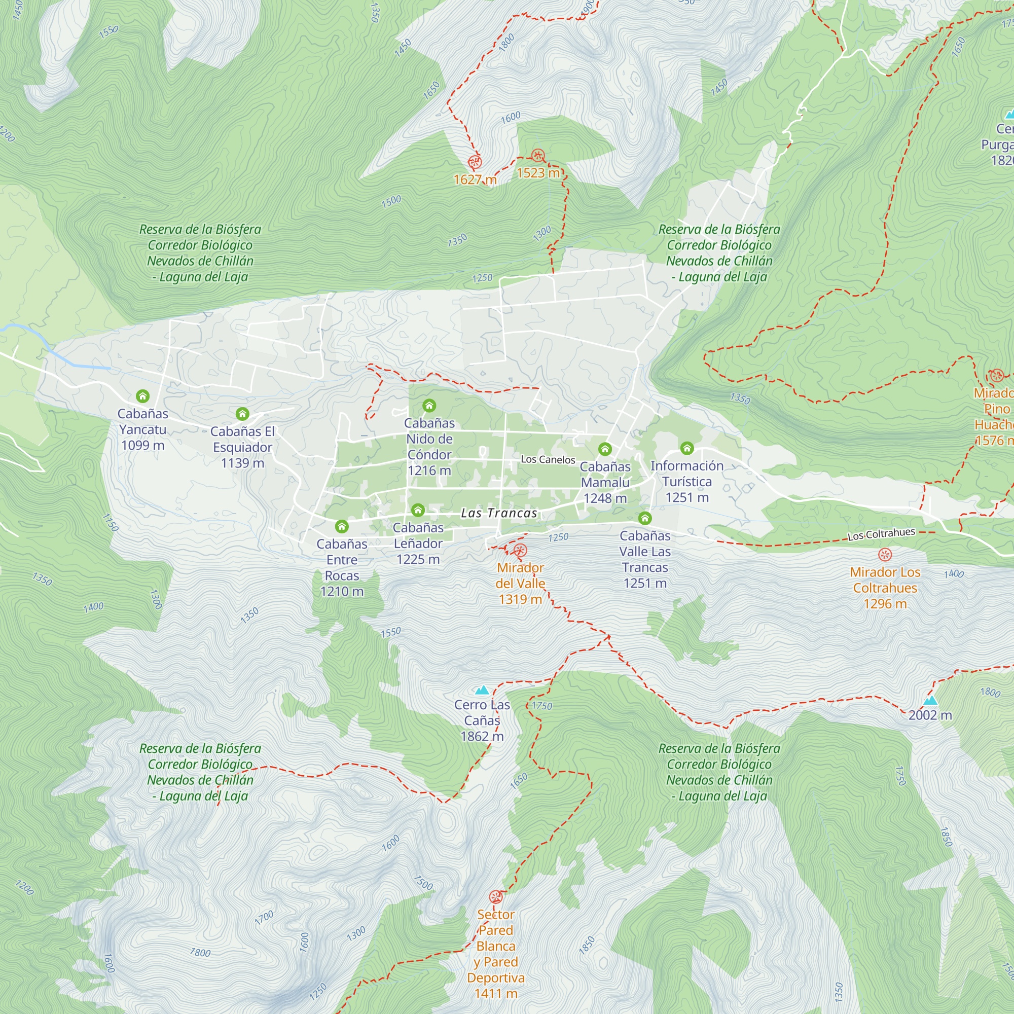 Cabañas Rucahue map