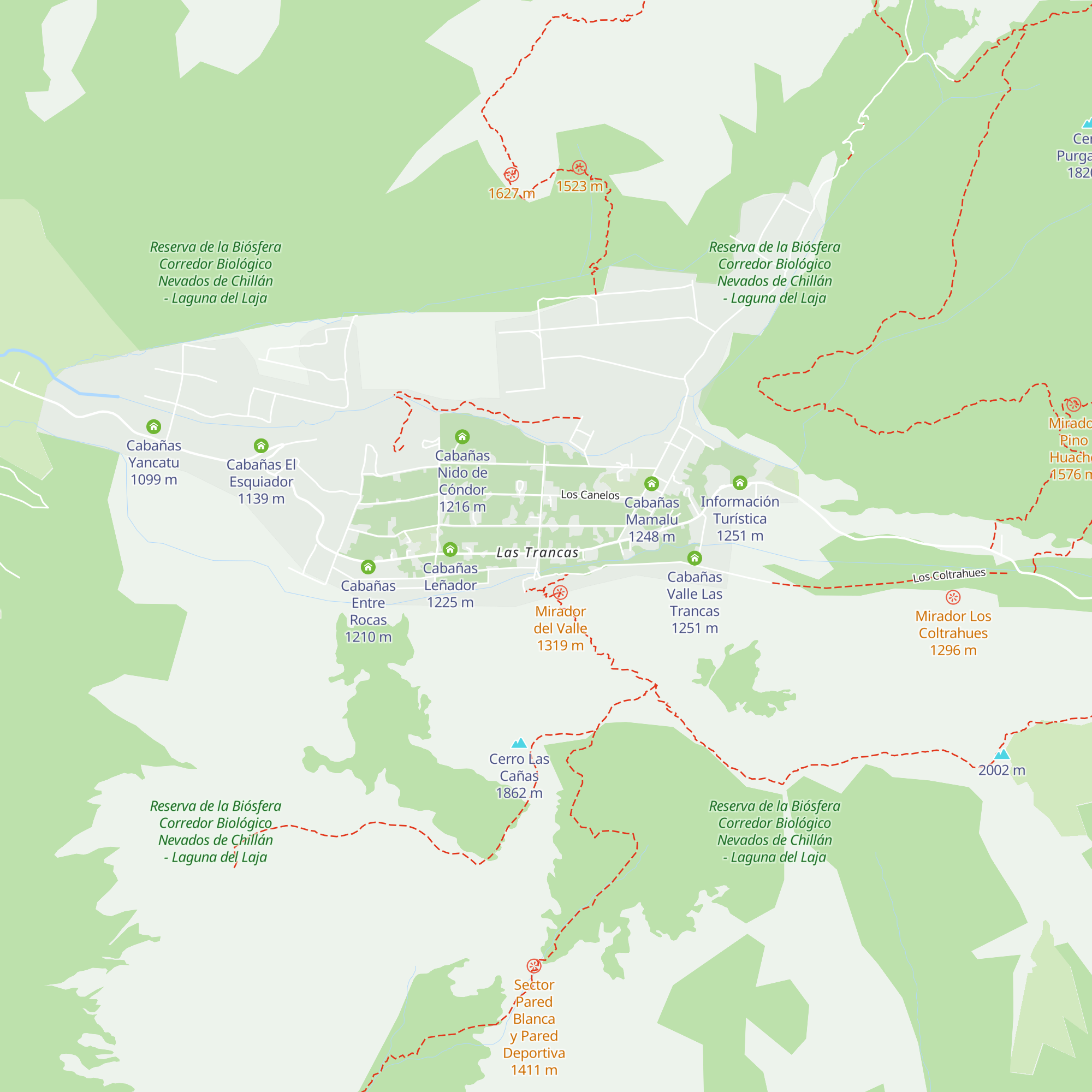 Cabañas Rucahue map