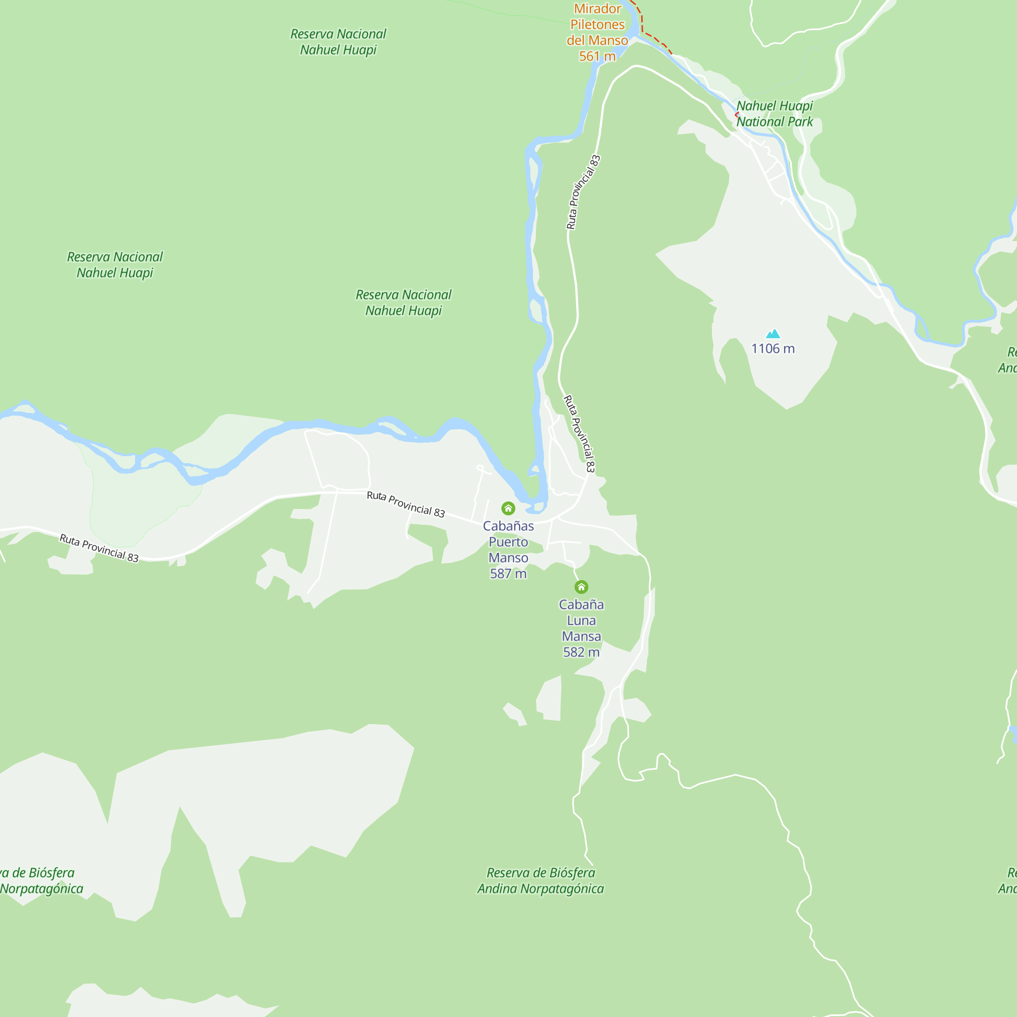 Cabañas Puerto Manso map