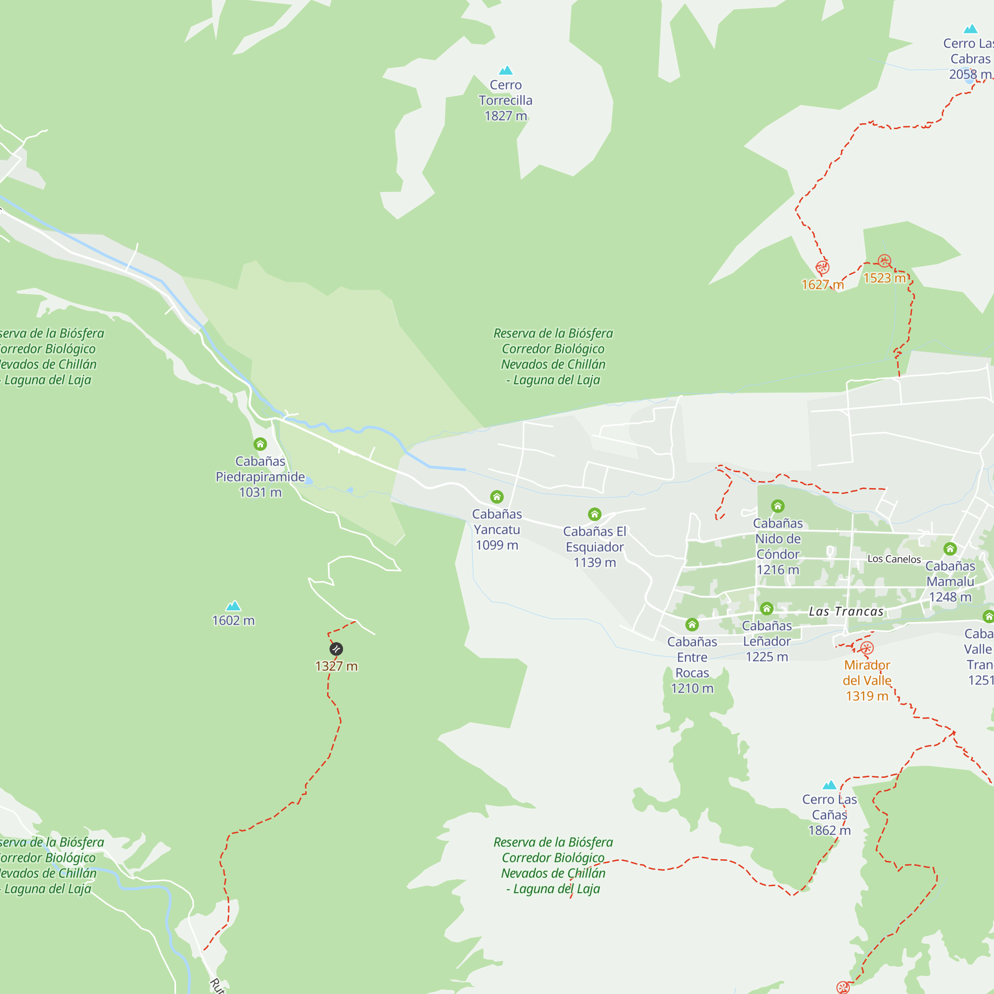Cabañas Yancatu map