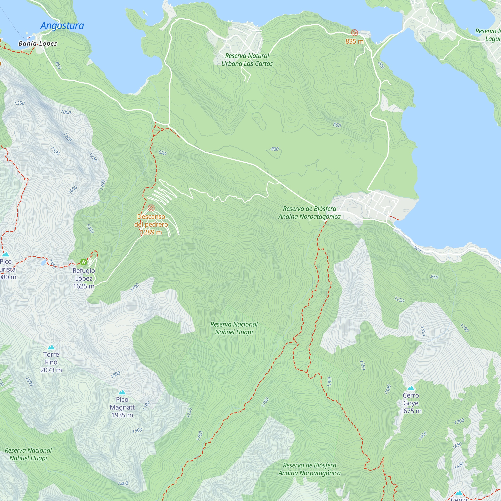 Refugio Extremo Encantado - Cerro López map
