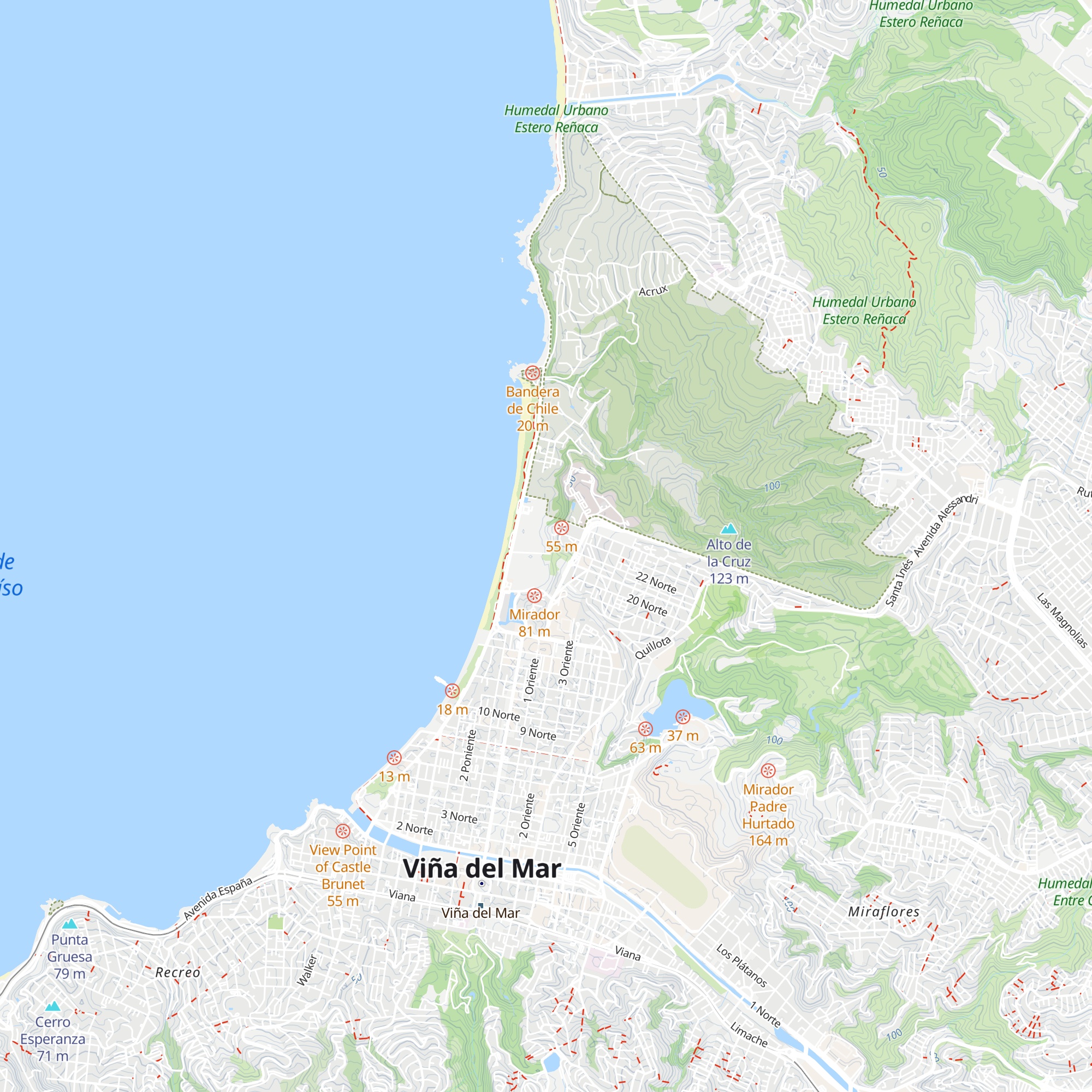 Cabañas Ministerio de Obras Públicas MOP map