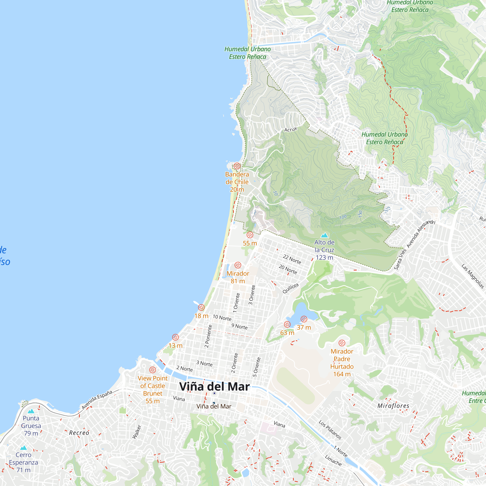 Cabañas Ministerio de Obras Públicas MOP map