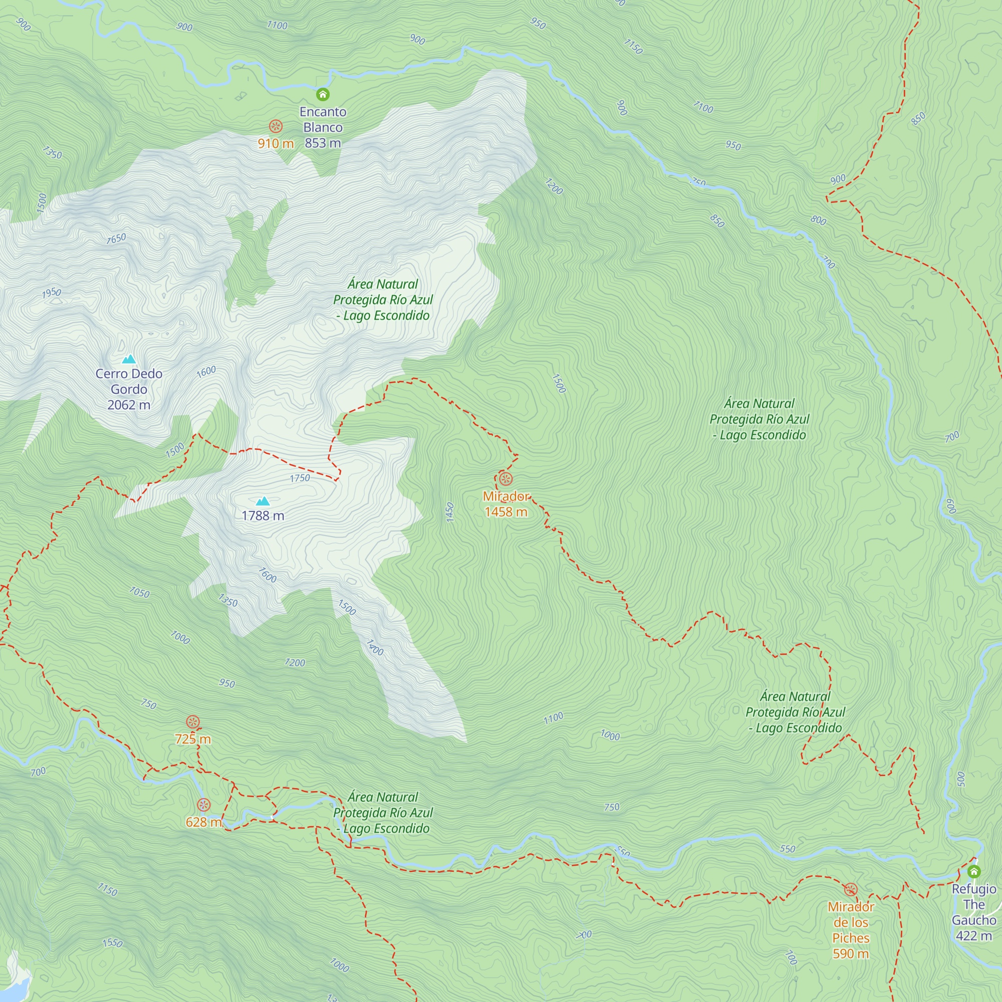 Refugio Dedo Gordo map