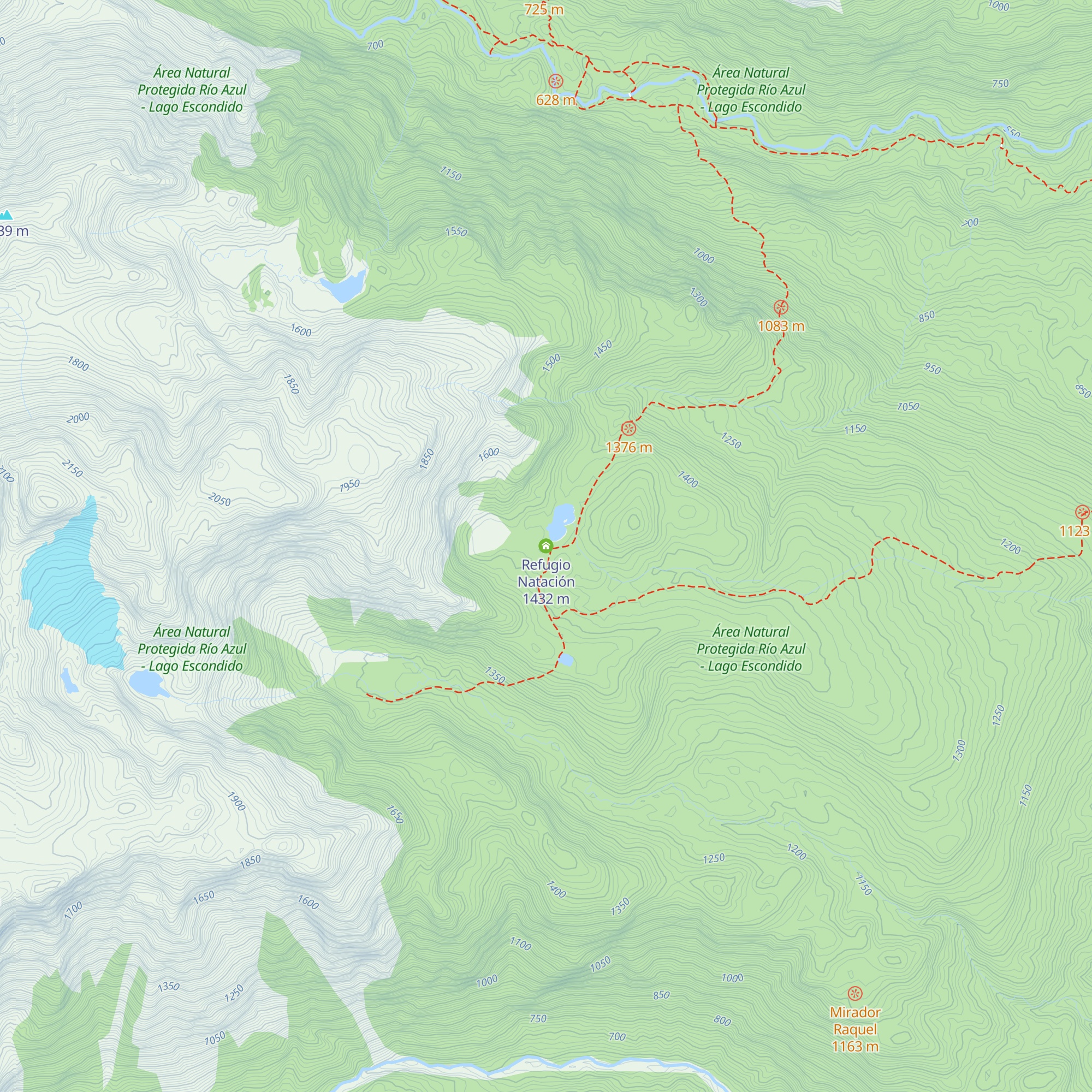 Refugio Natación map