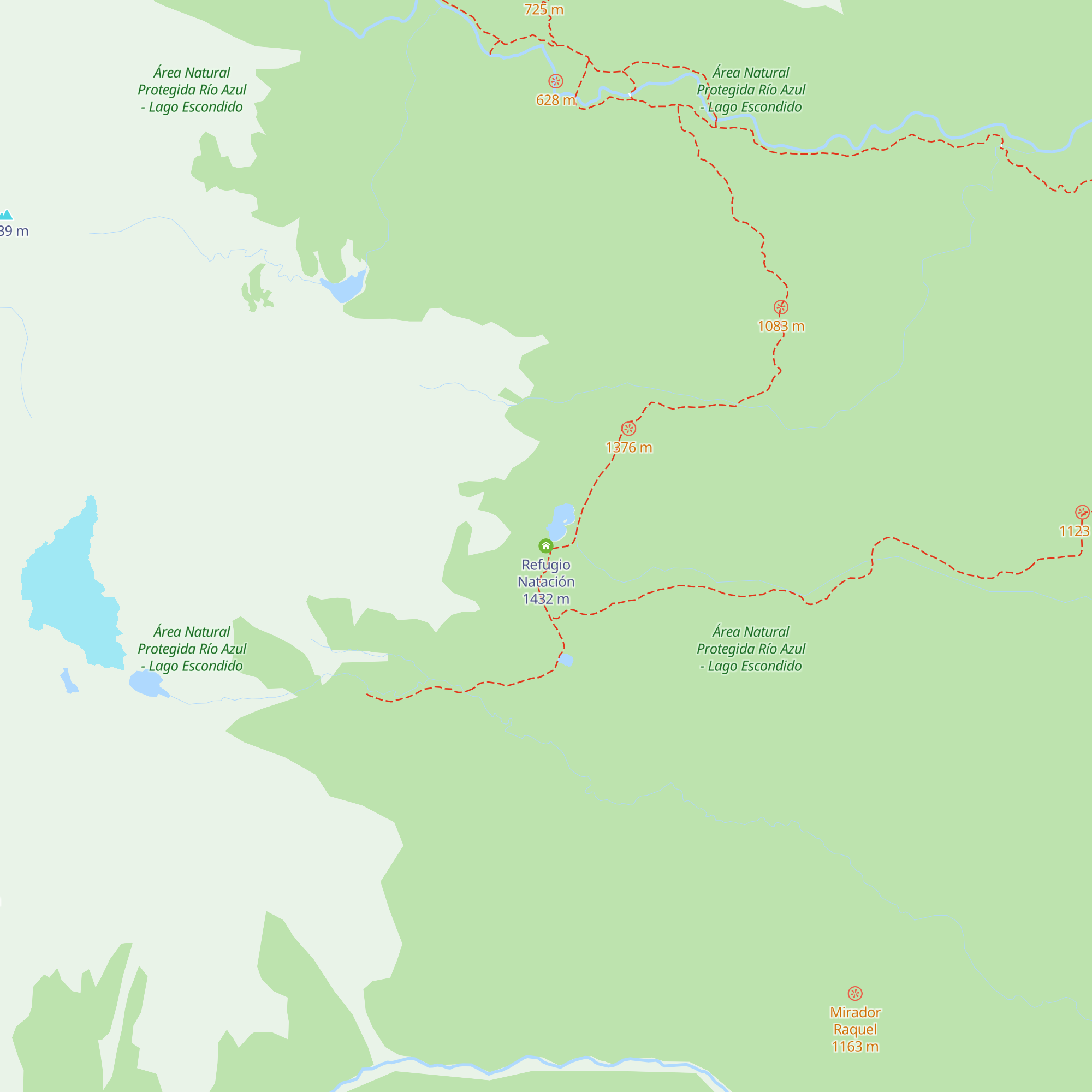 Refugio Natación map