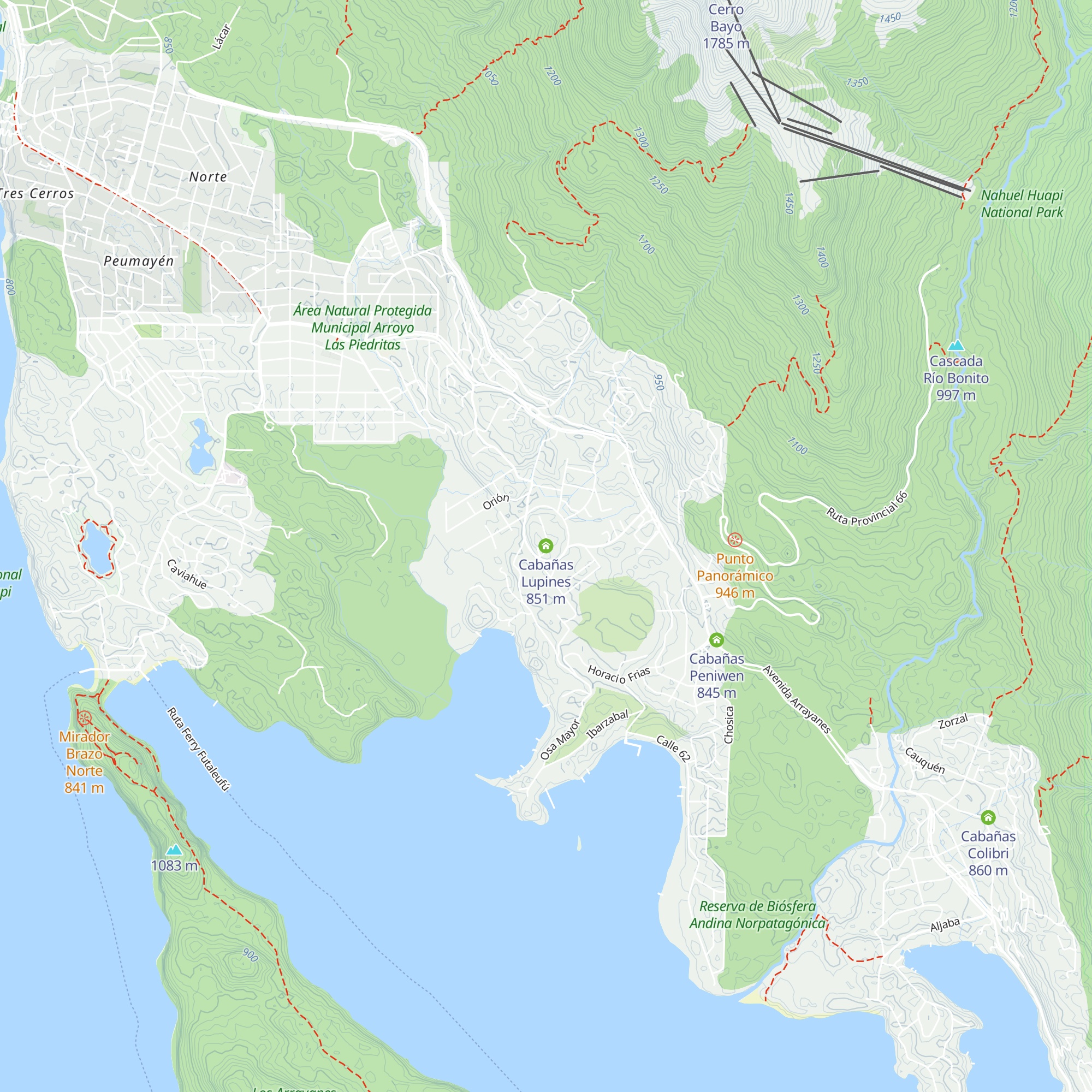 Cabañas Lupines map