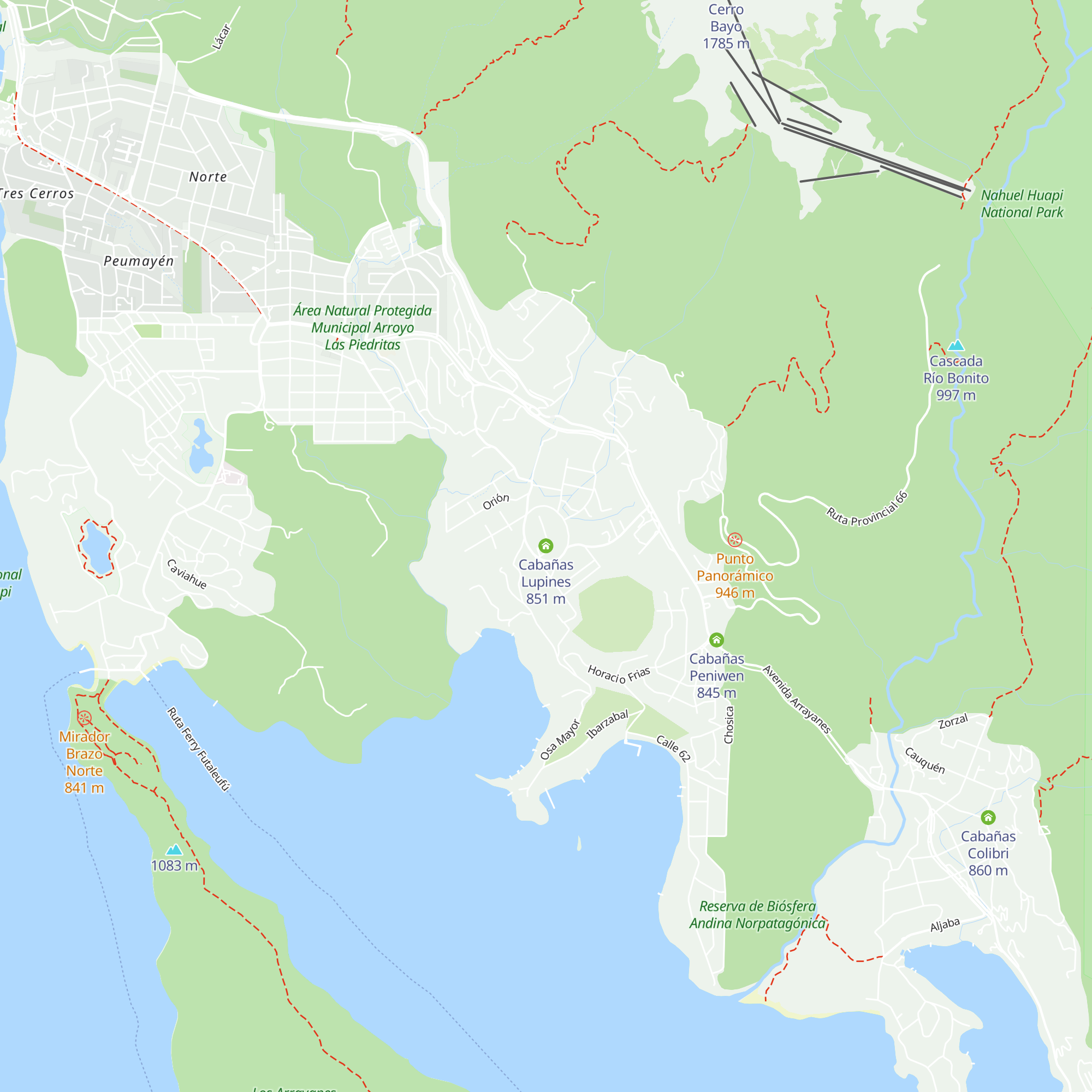 Cabañas Lupines map