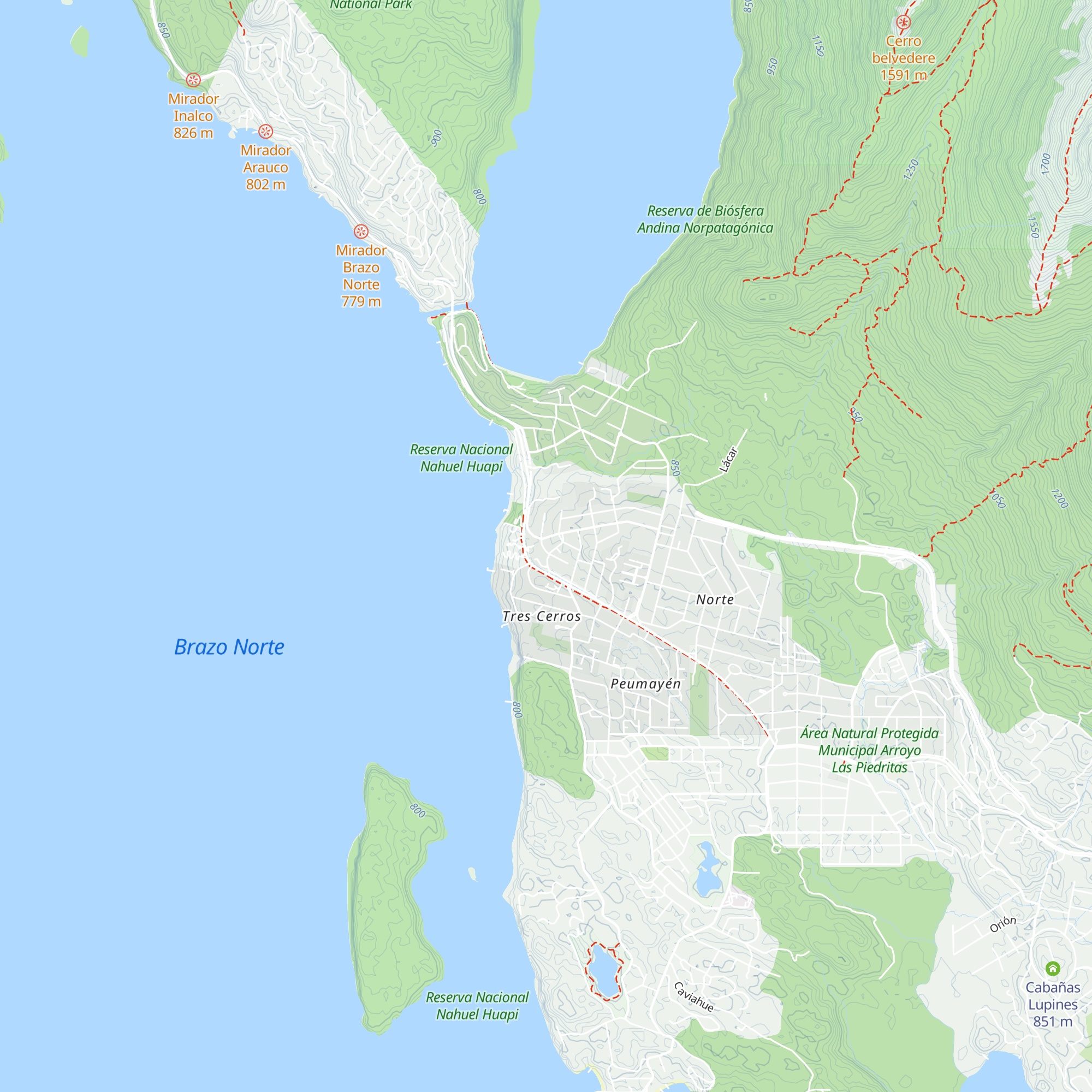 Cabañas Vila Hue map