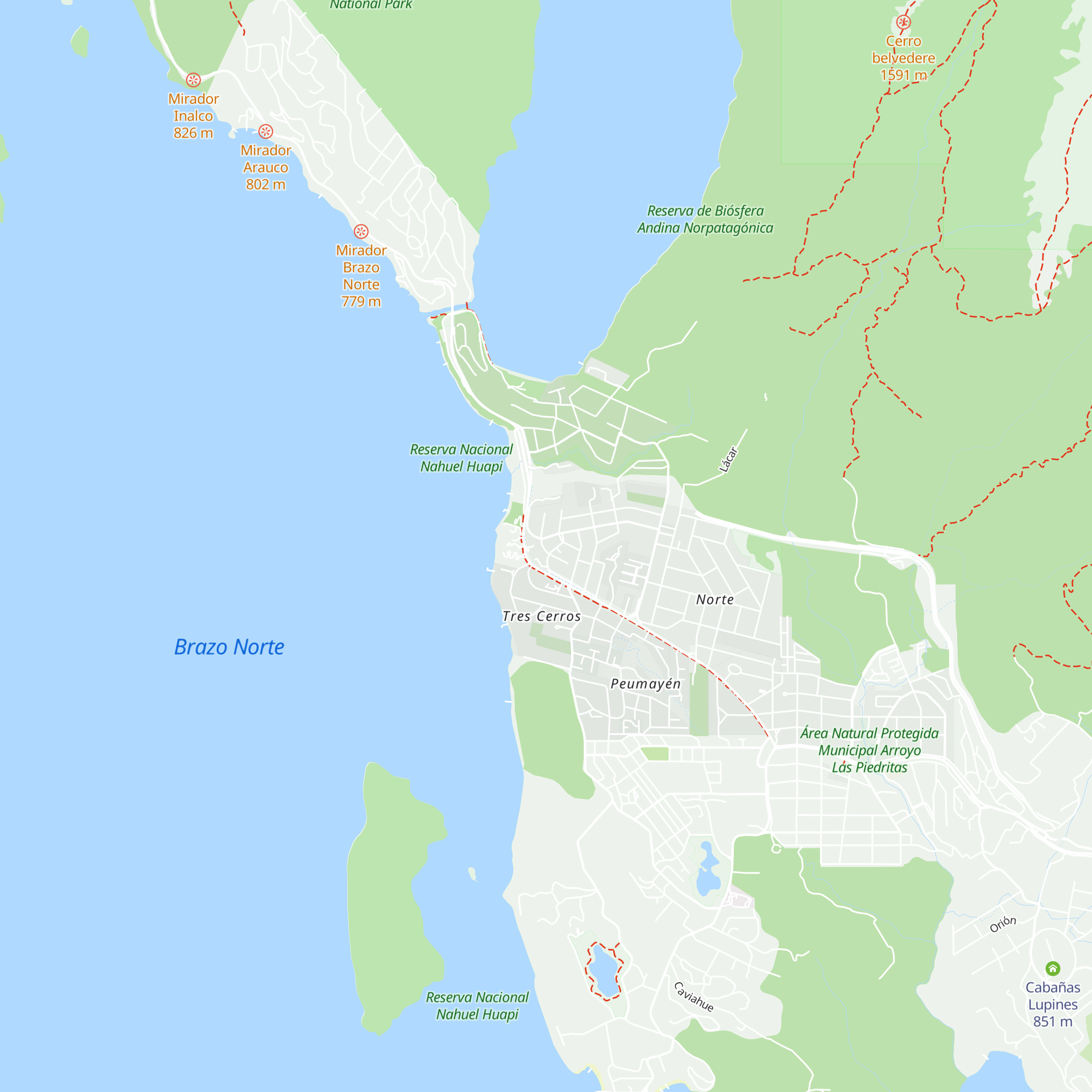 Cabañas Vila Hue map