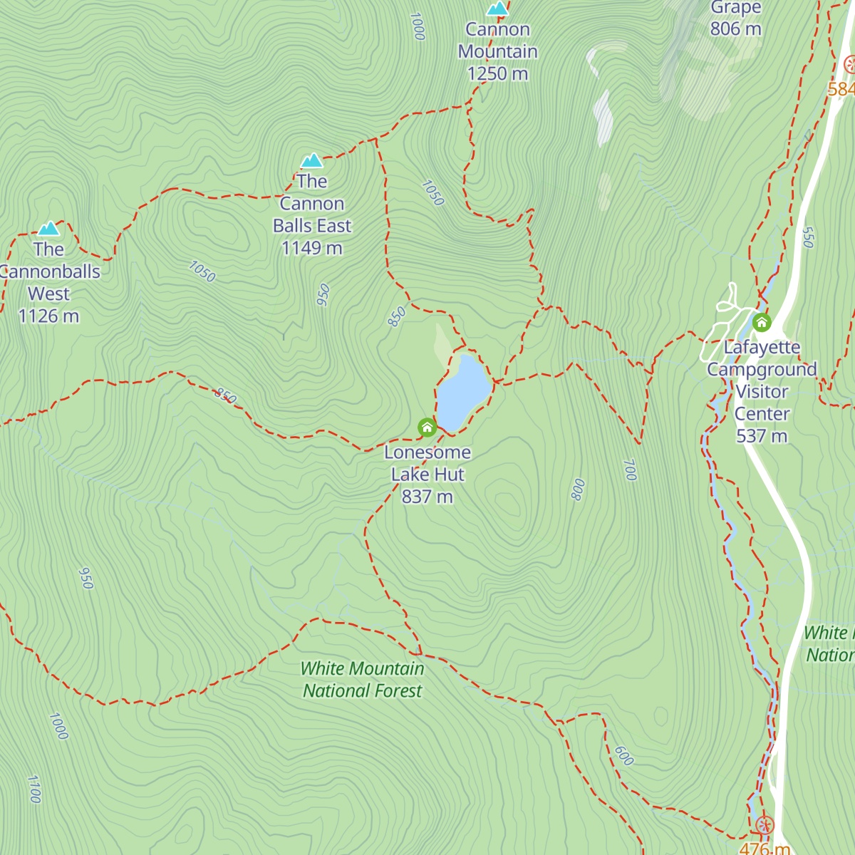Lonesome Lake Hut map
