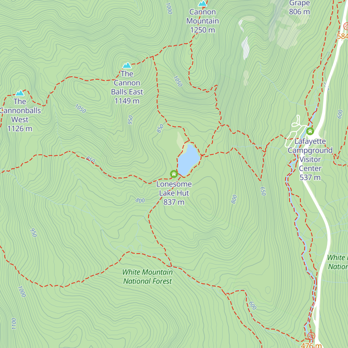 Lonesome Lake Hut map