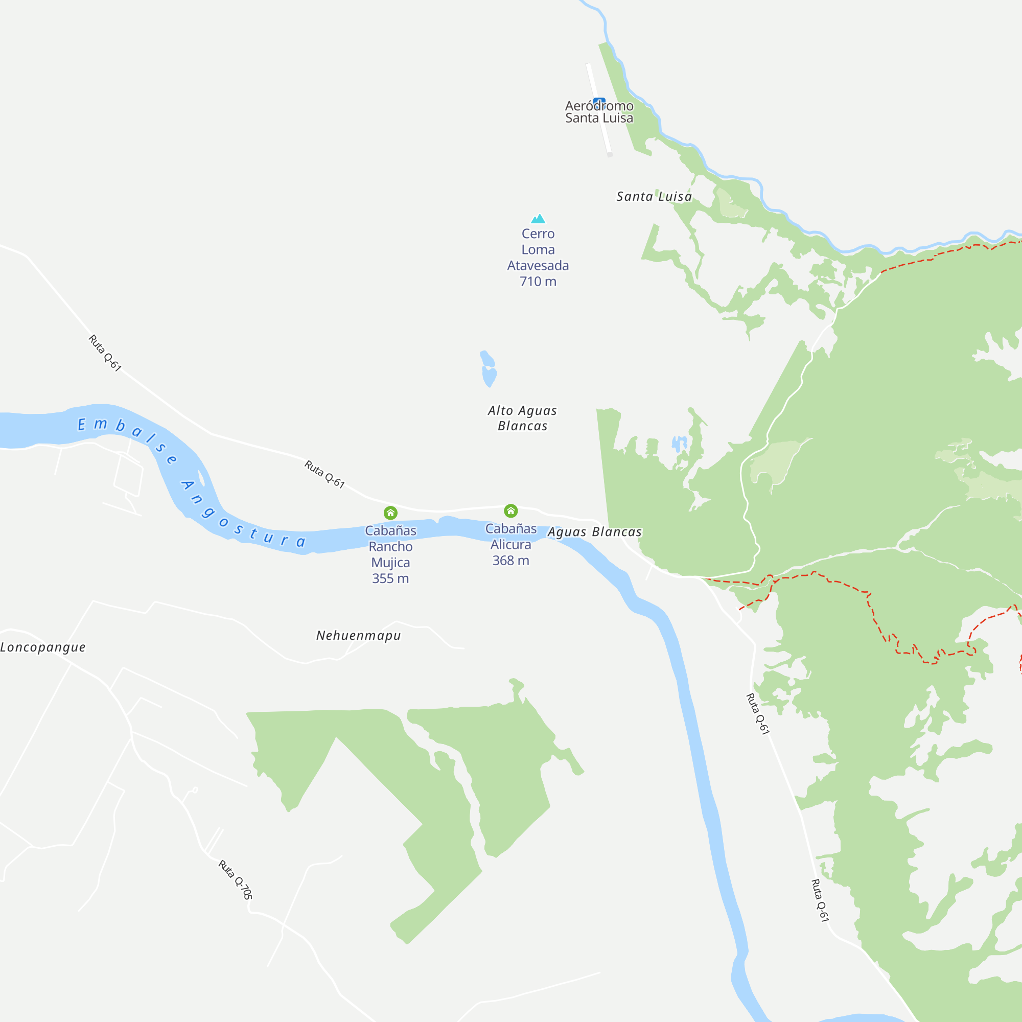 Cabañas Alicura map
